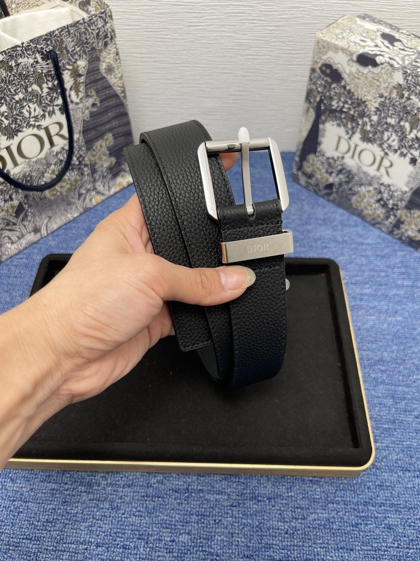 Dior Basic Belt Cow Leather Black Adjustable S-m