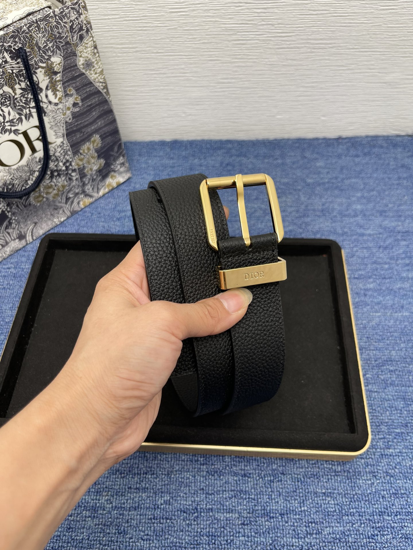 Dior Basic Belt Cow Leather Black Adjustable S-m