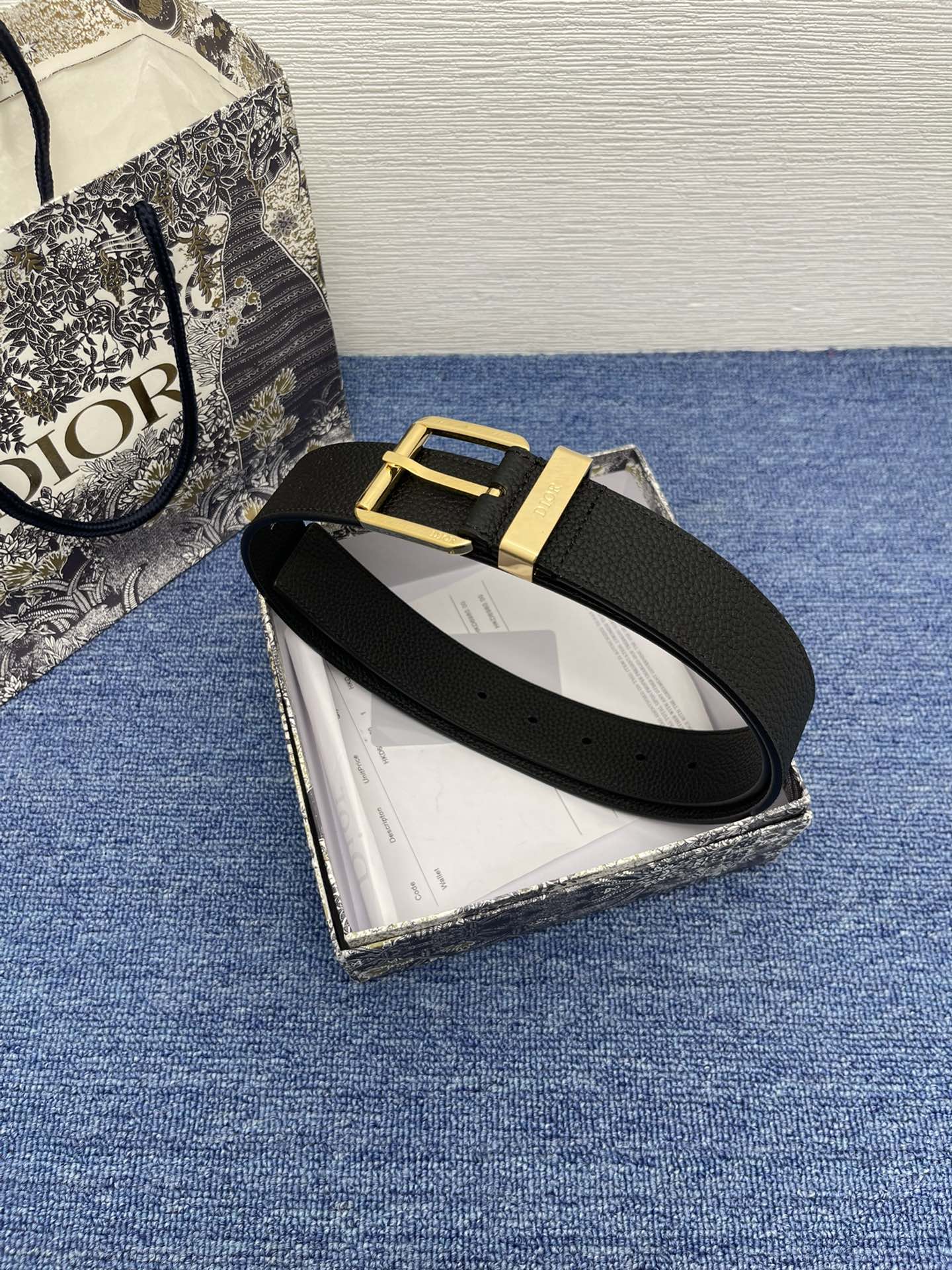 Dior Basic Belt Cow Leather Black Adjustable S-m