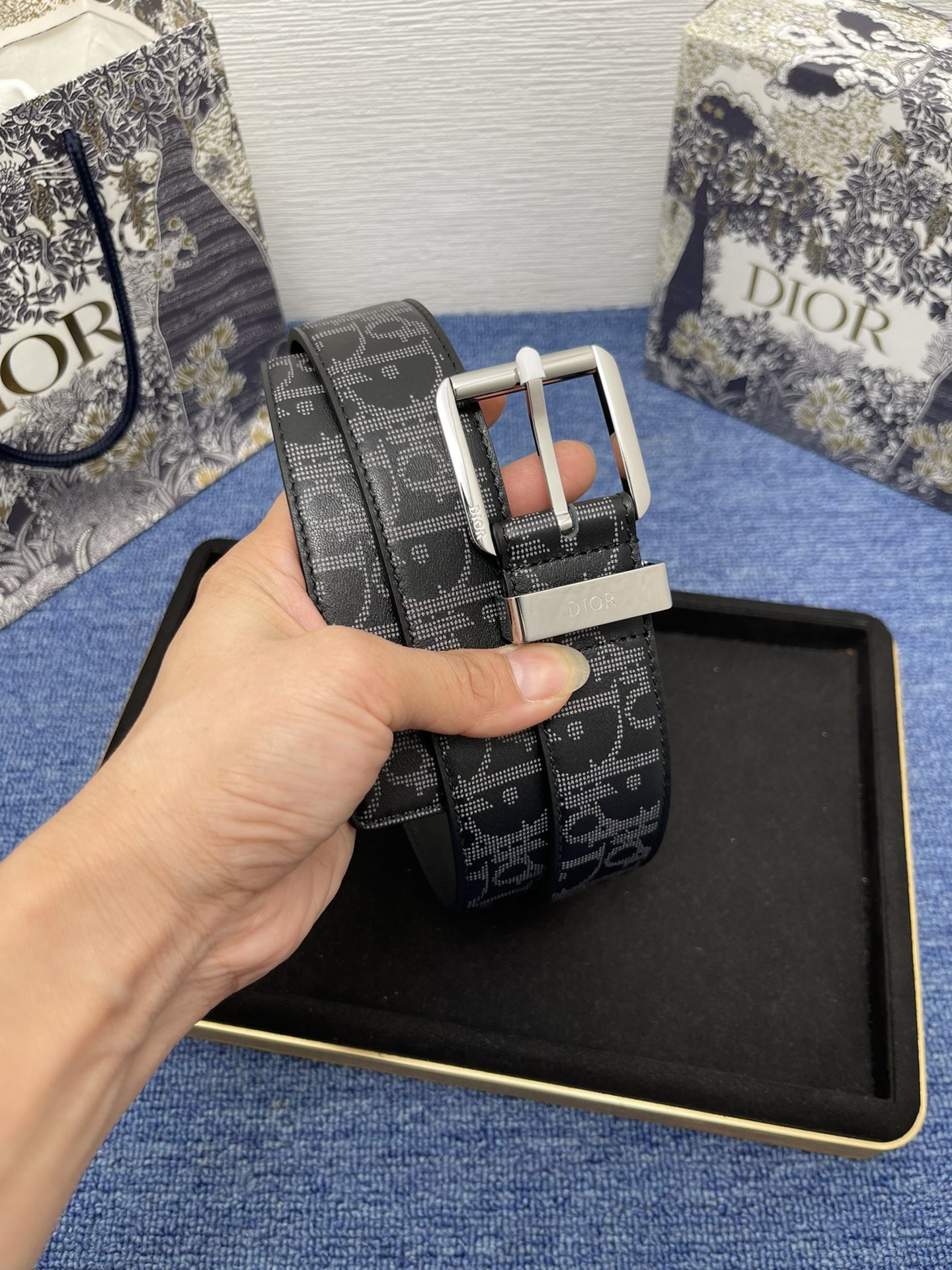 Dior Basic Belt Cow Leather Black Adjustable S-m