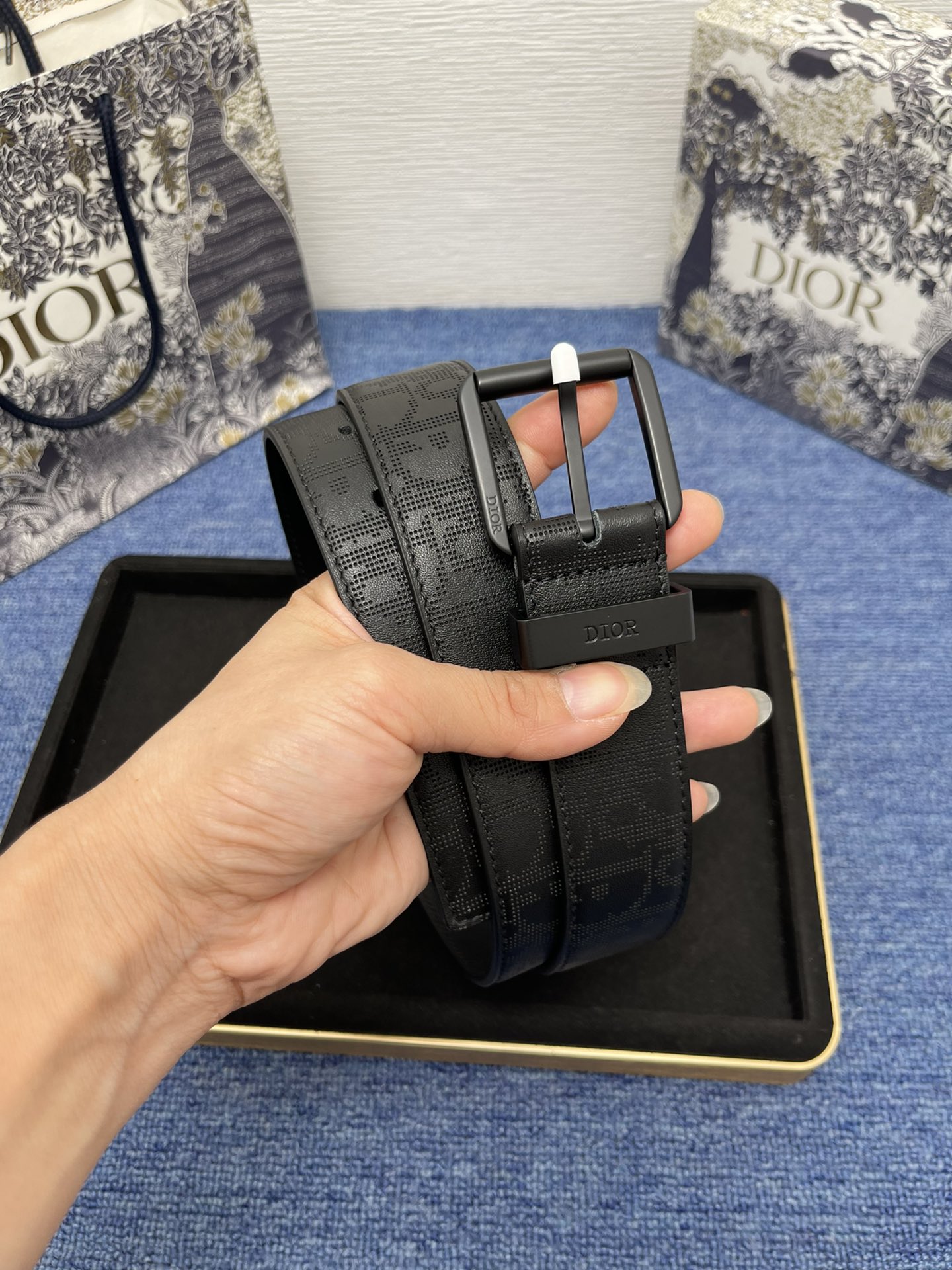 Dior Basic Belt Cow Leather Black Adjustable S-m