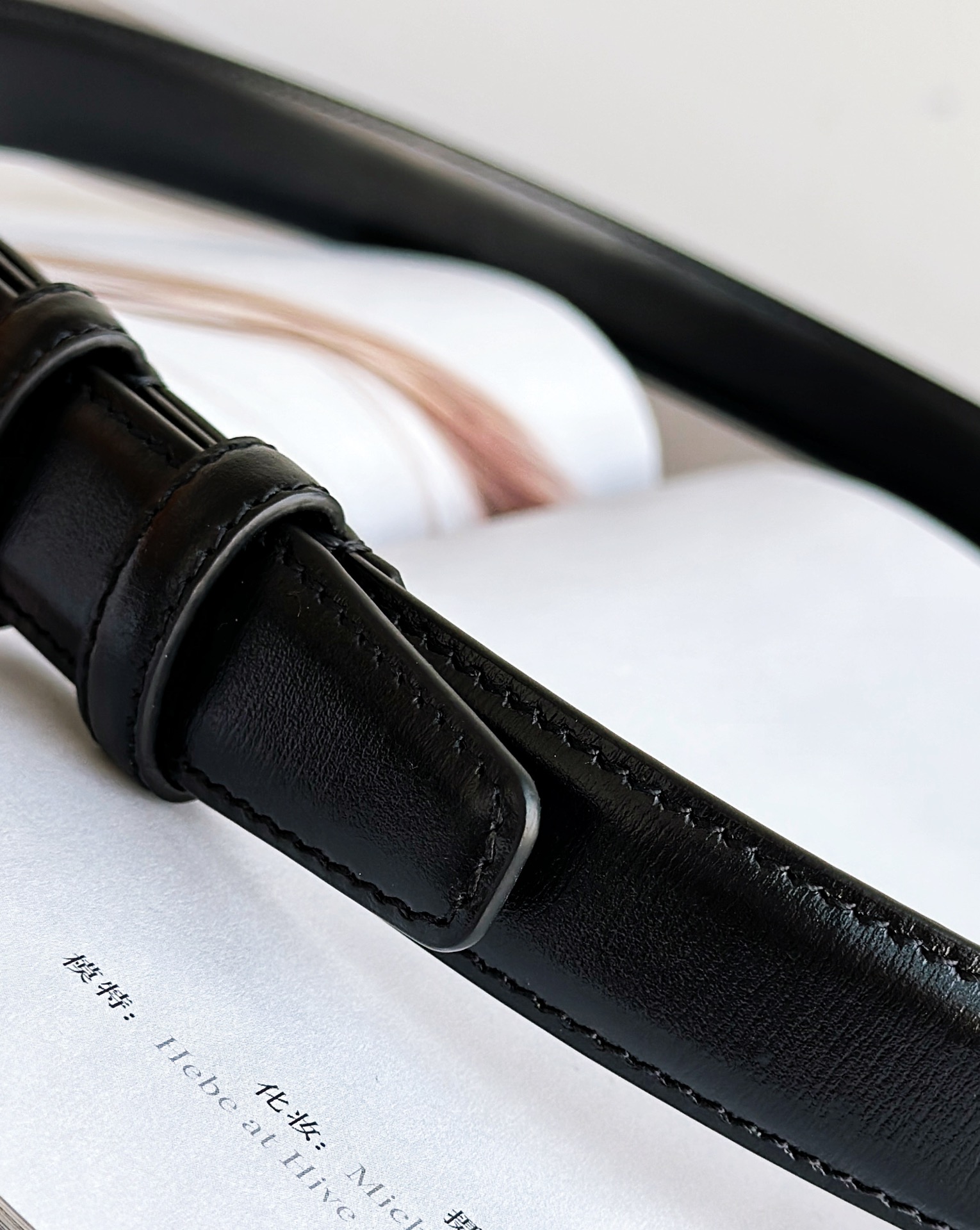 Celine Female Leather Belt Top Grain Leather Black M-l