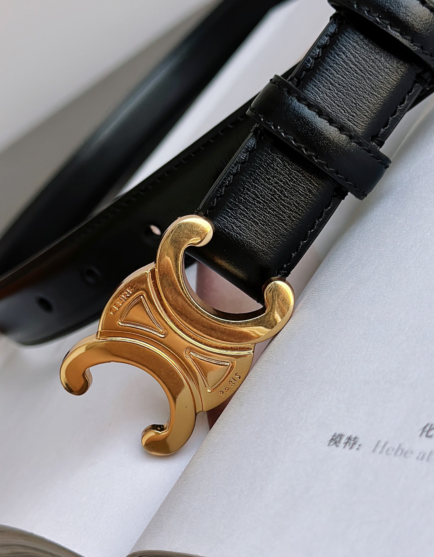 Celine Female Leather Belt Top Grain Leather Black M-l