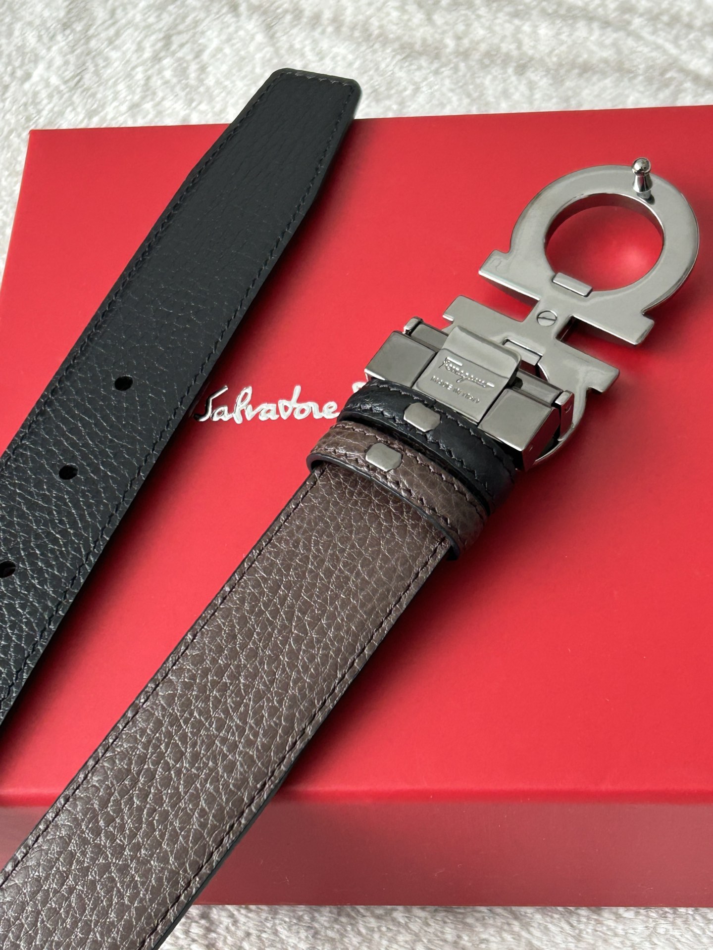 Salvatore Ferragamo Male Basic Belt Cow Leather Adjustable M