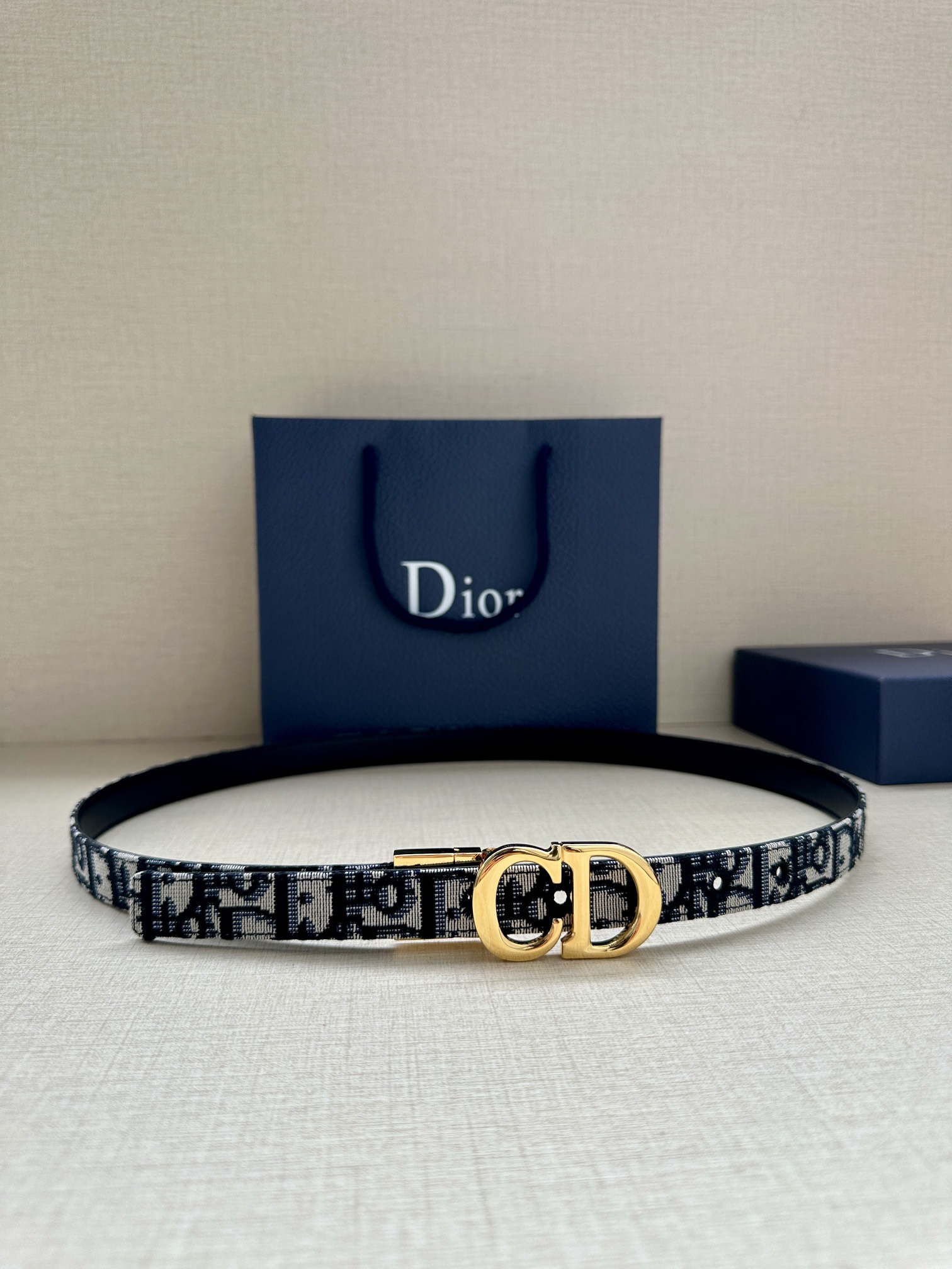 Dior Female Basic Belt Cow Leather Gold 20mm-m-l