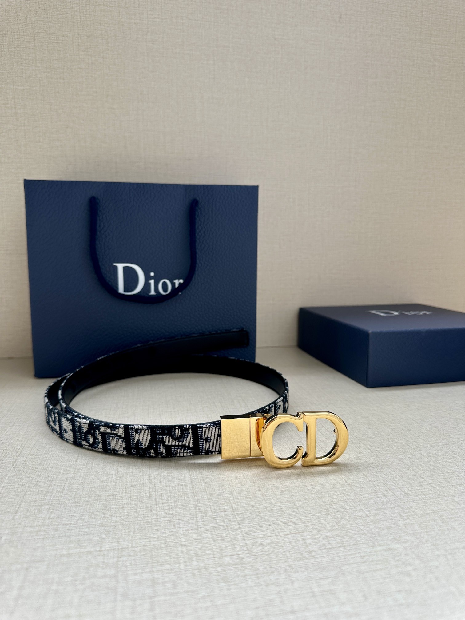 Dior Female Basic Belt Cow Leather Gold 20mm-m-l
