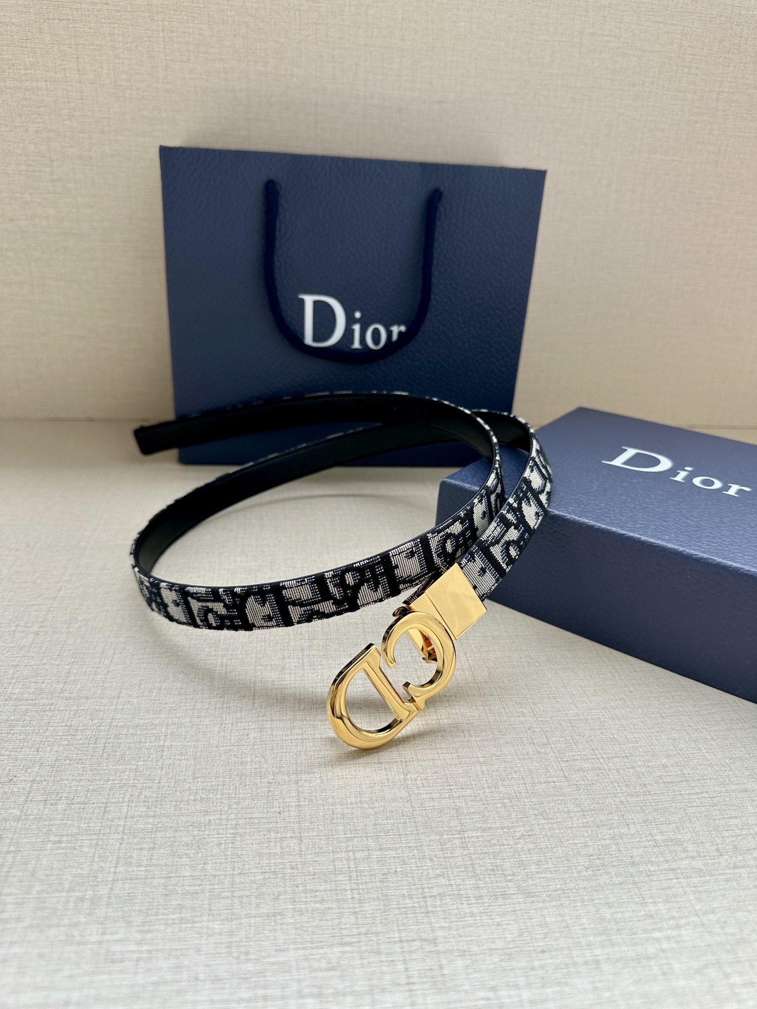 Dior Female Basic Belt Cow Leather Gold 20mm-m-l