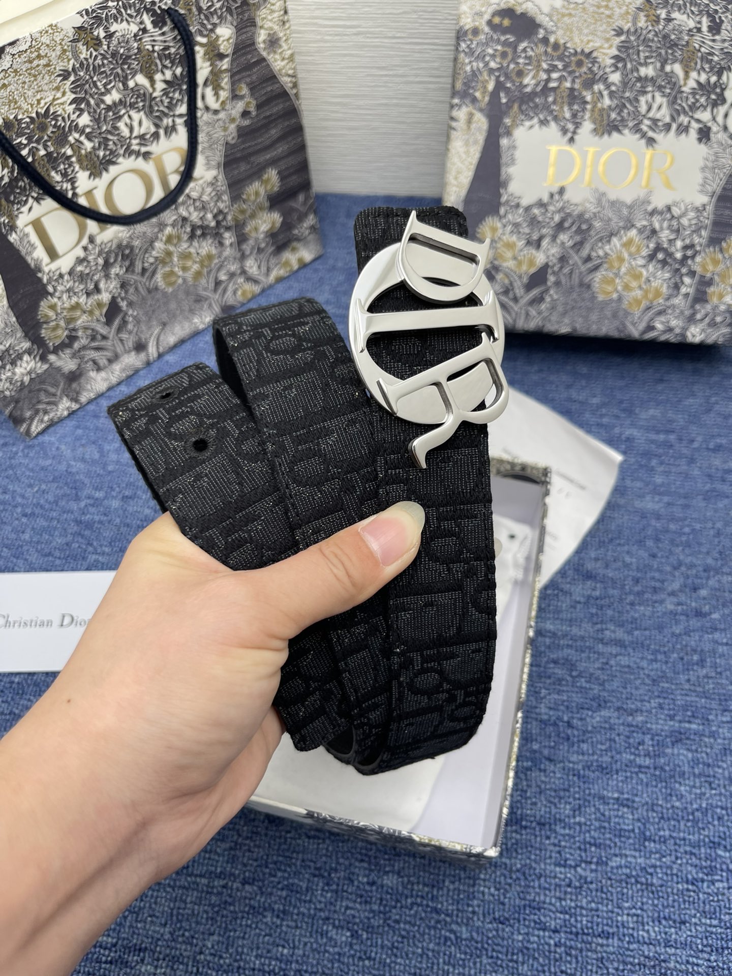 Dior Basic Belt Cow Leather Black Adjustable S-m