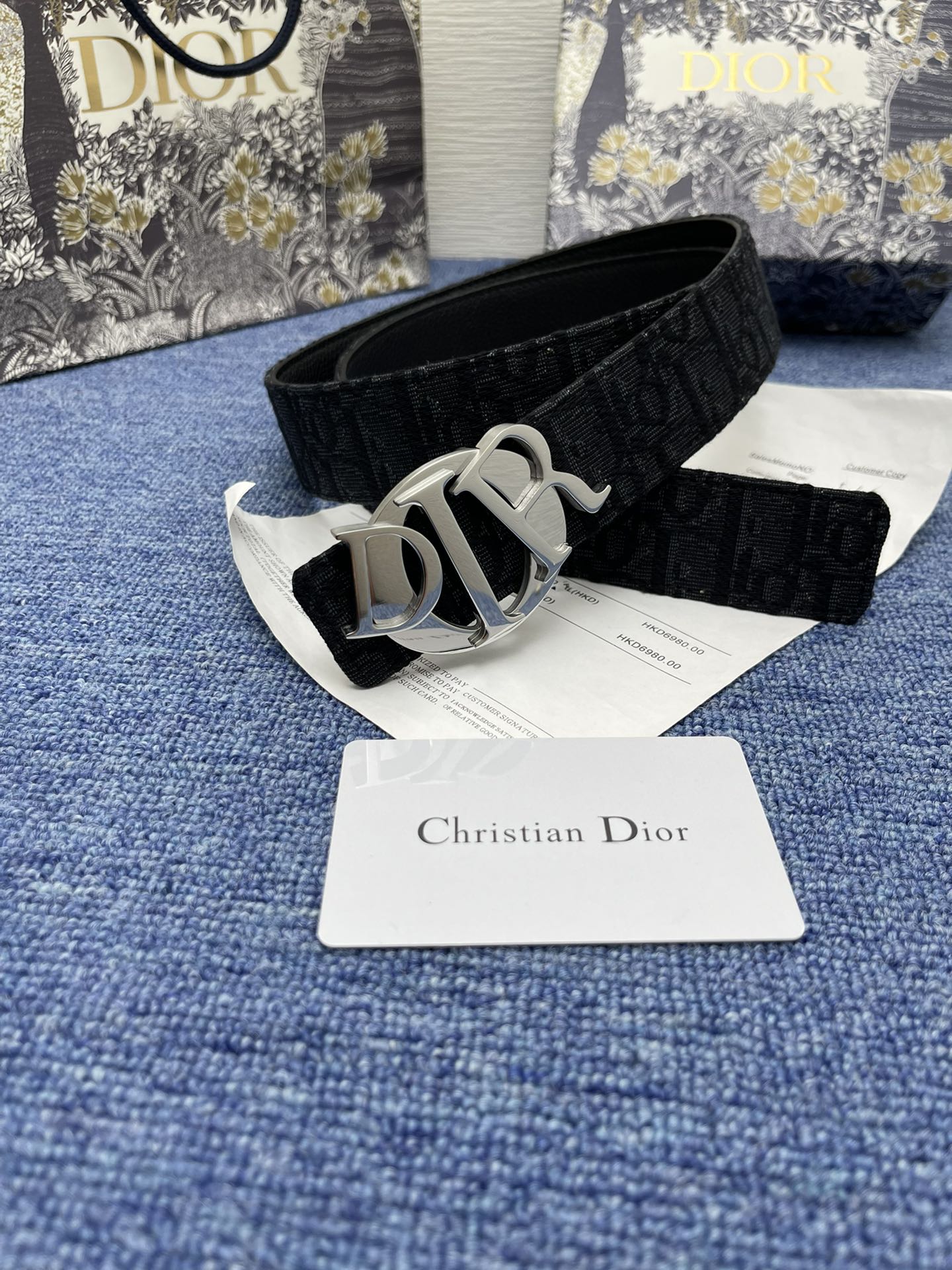 Dior Basic Belt Cow Leather Black Adjustable S-m