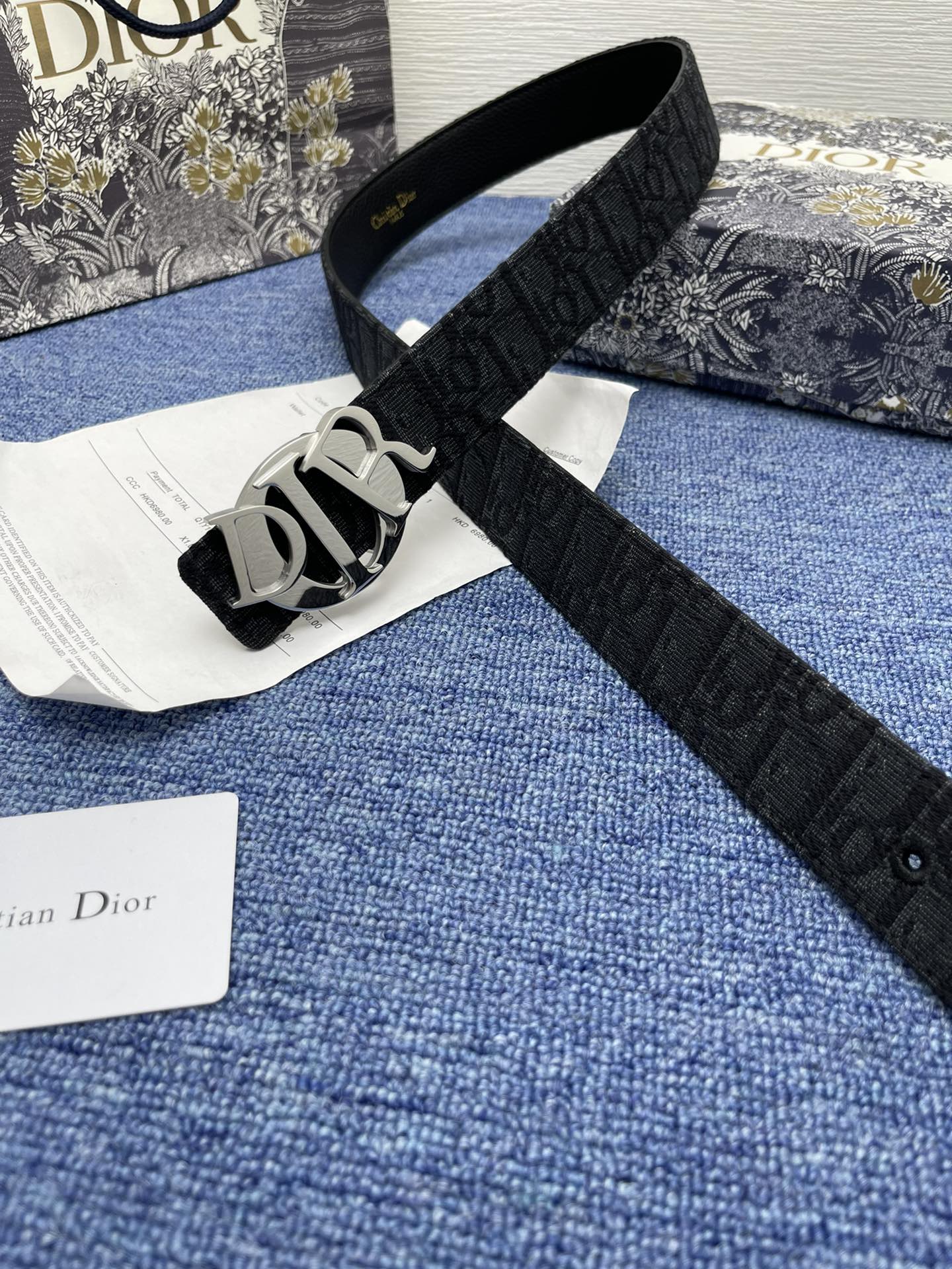Dior Basic Belt Cow Leather Black Adjustable S-m