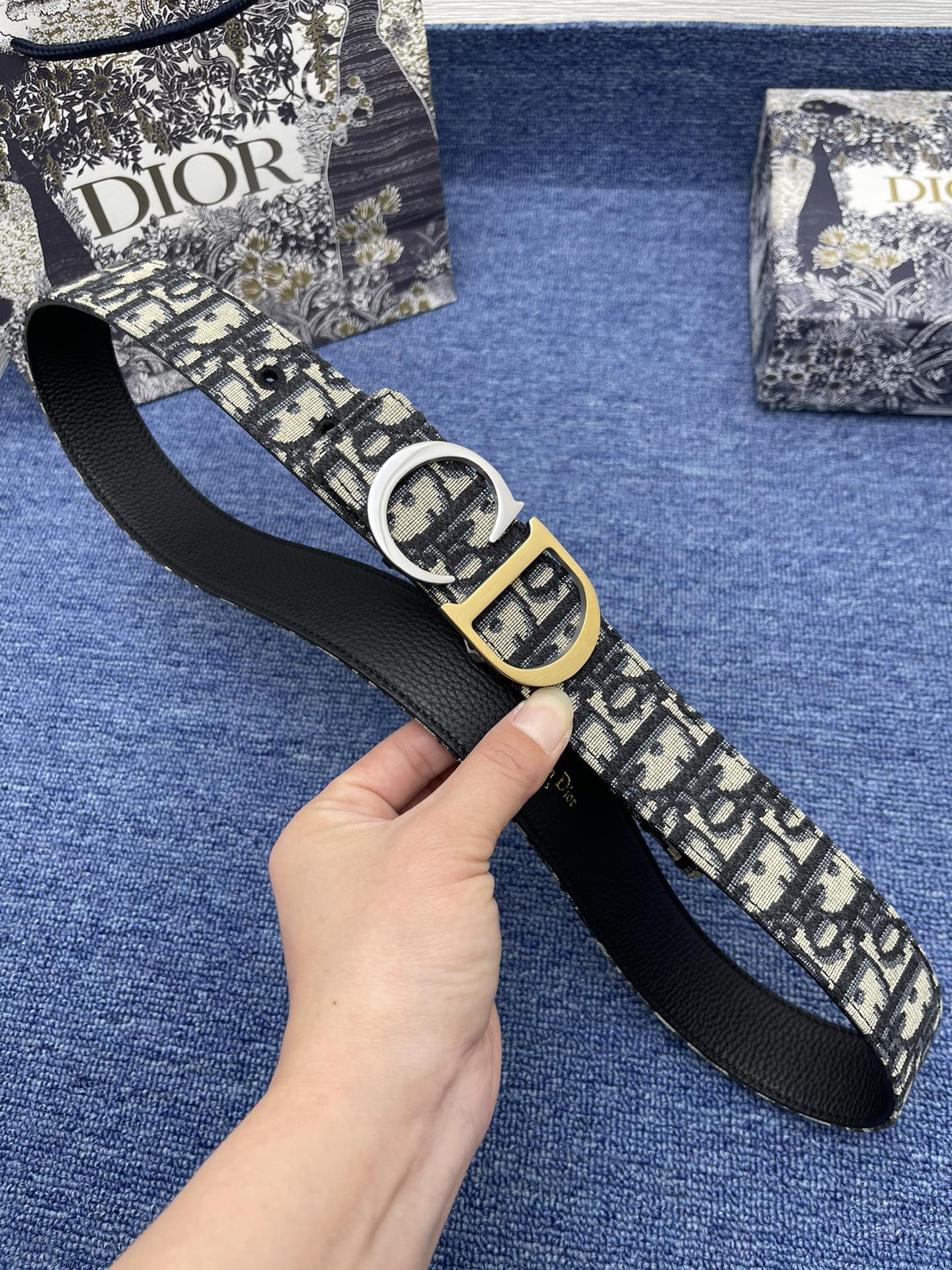 Dior Basic Belt Cow Leather Black Adjustable S-m