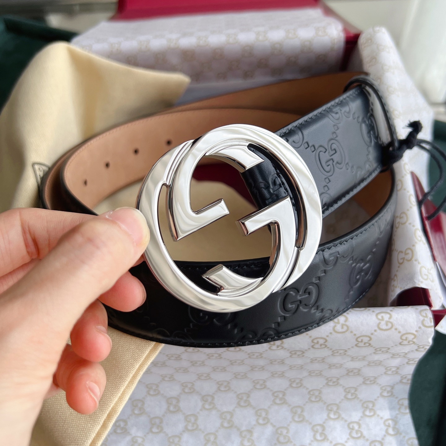 Gucci Basic Belt Cow Leather Black S