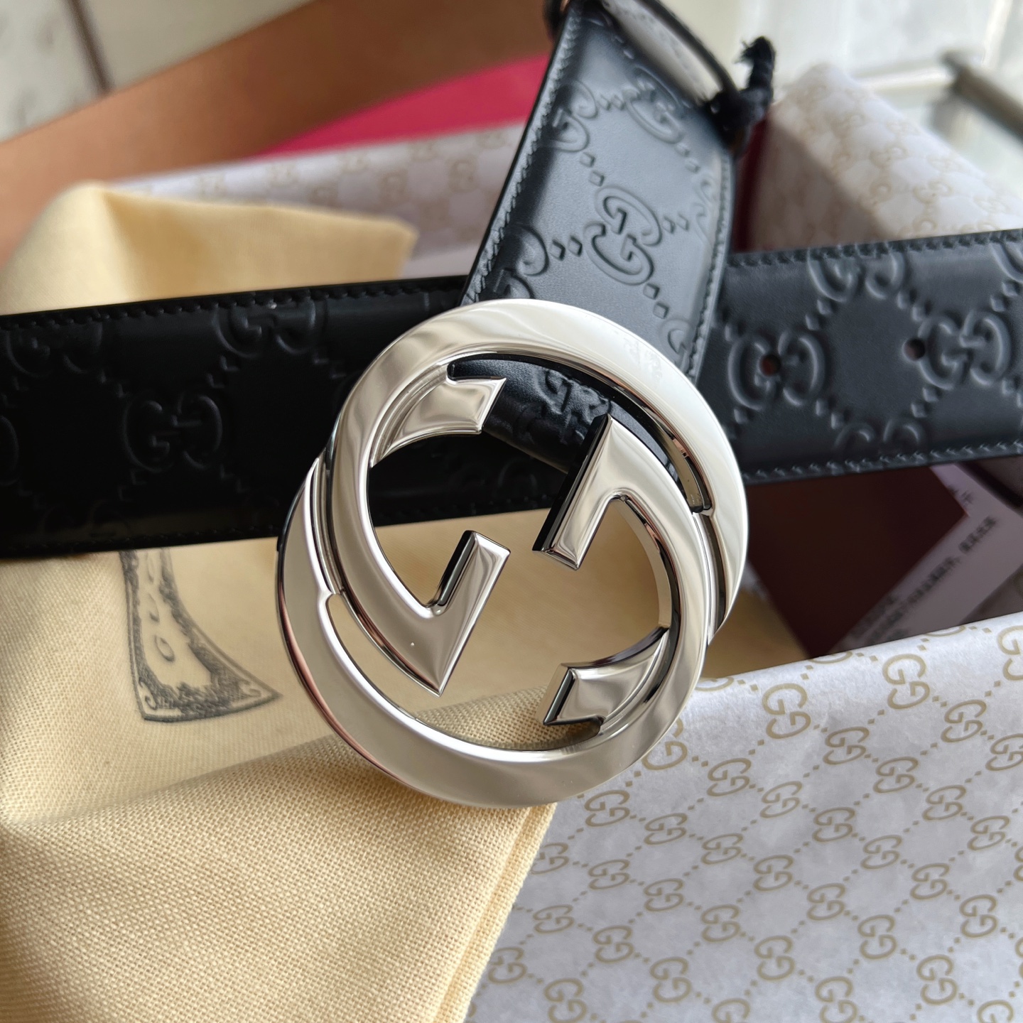 Gucci Basic Belt Cow Leather Black S