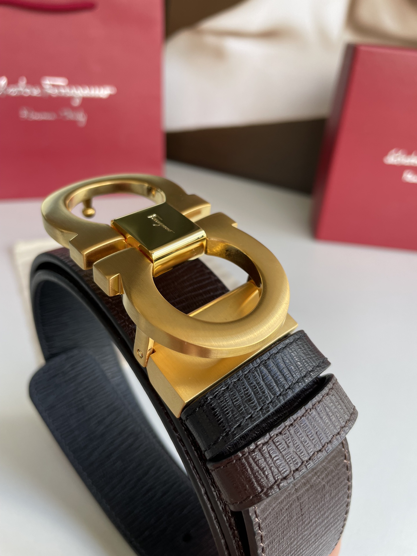 Salvatore Ferragamo Male Leather Belt Top Grain Leather M