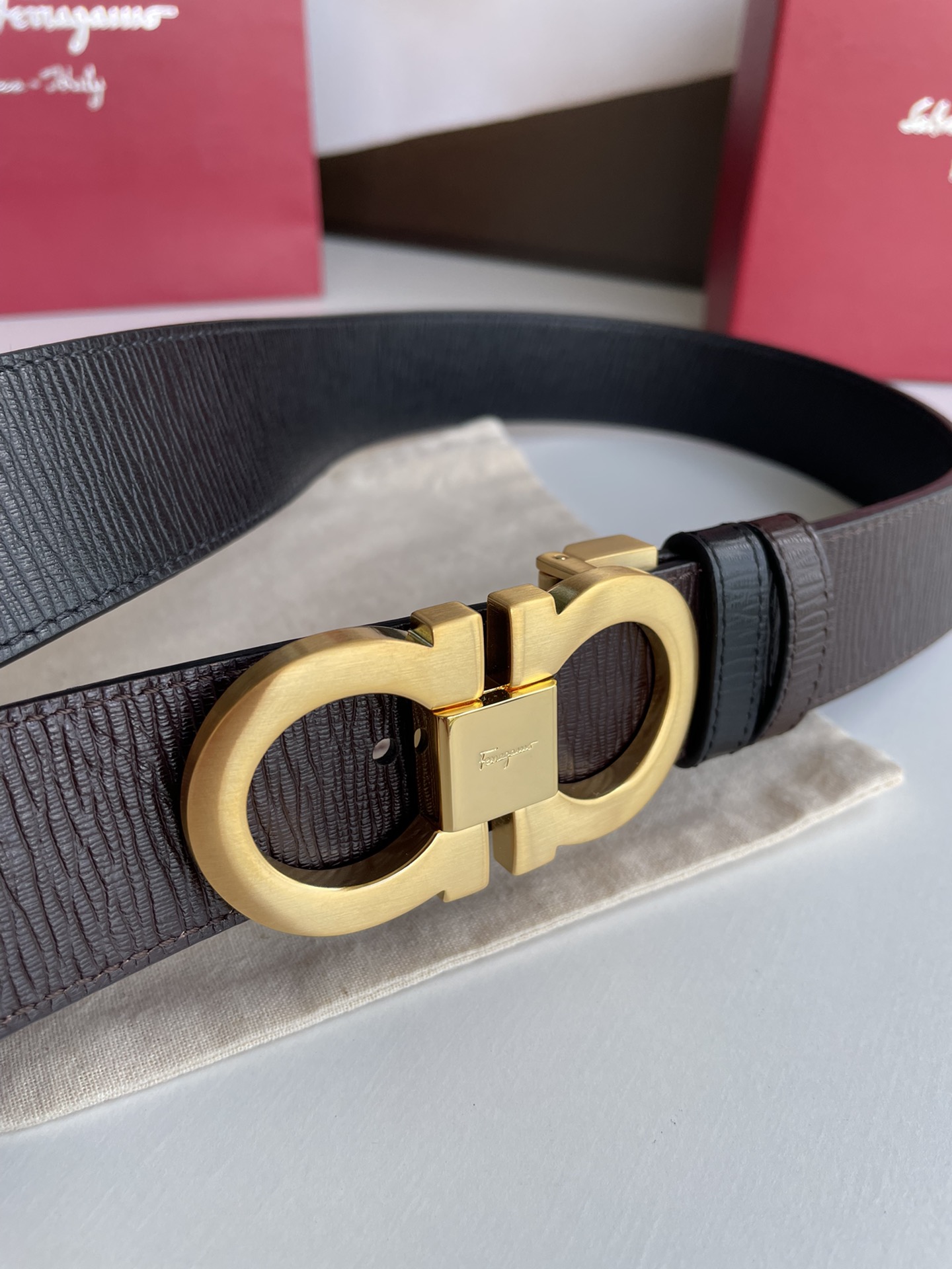 Salvatore Ferragamo Male Leather Belt Top Grain Leather M