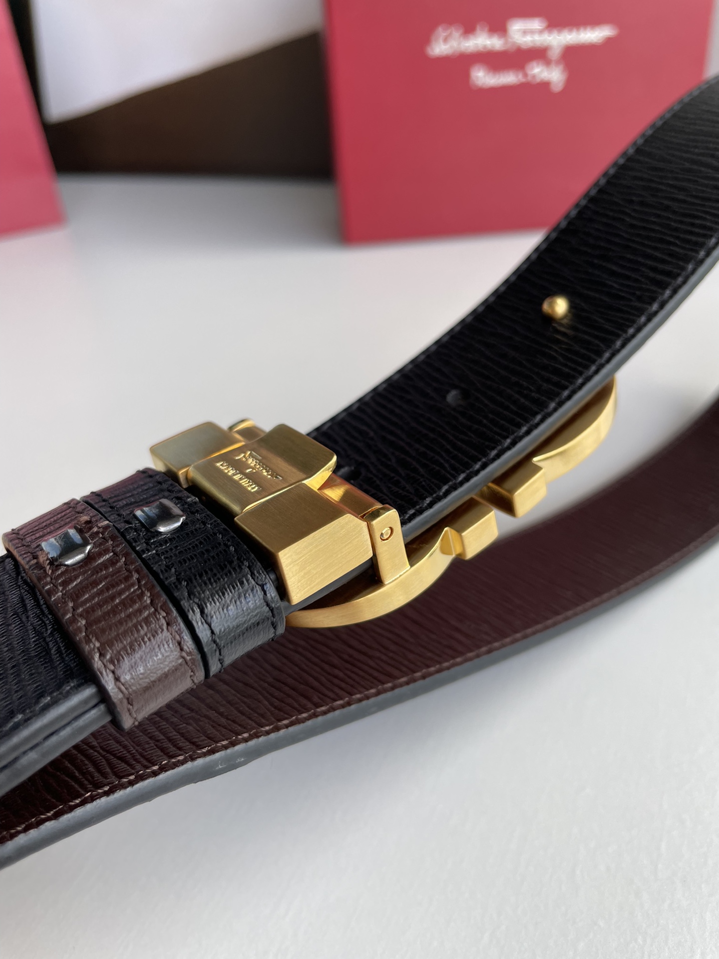 Salvatore Ferragamo Male Leather Belt Top Grain Leather M
