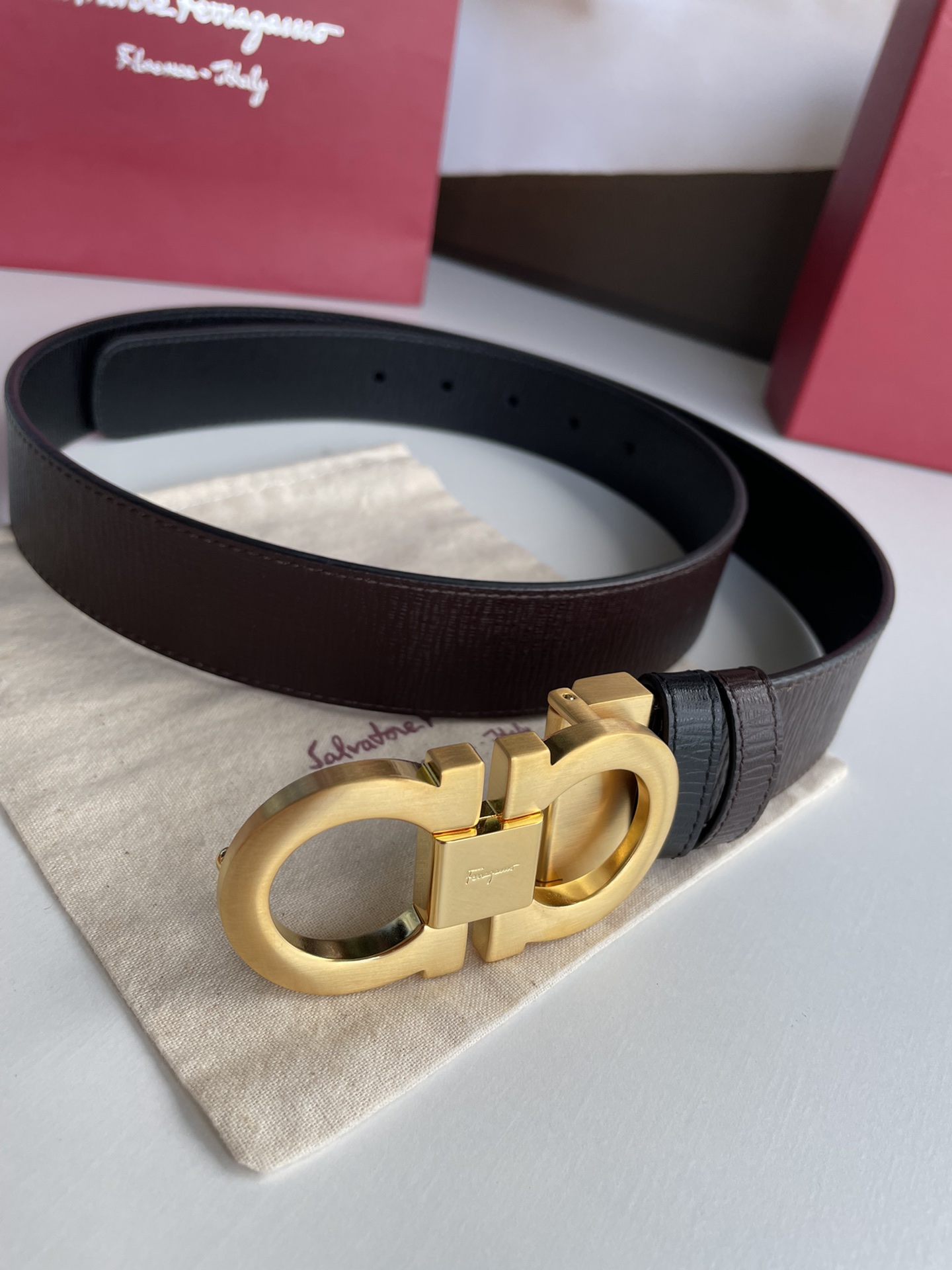 Salvatore Ferragamo Male Leather Belt Top Grain Leather M