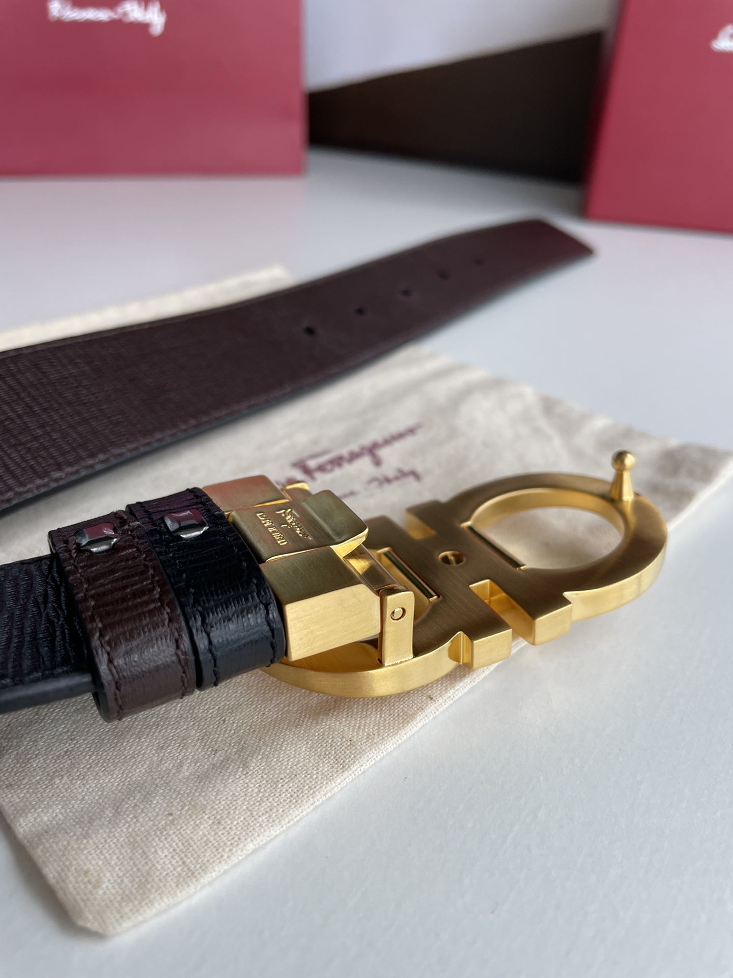 Salvatore Ferragamo Male Leather Belt Top Grain Leather M