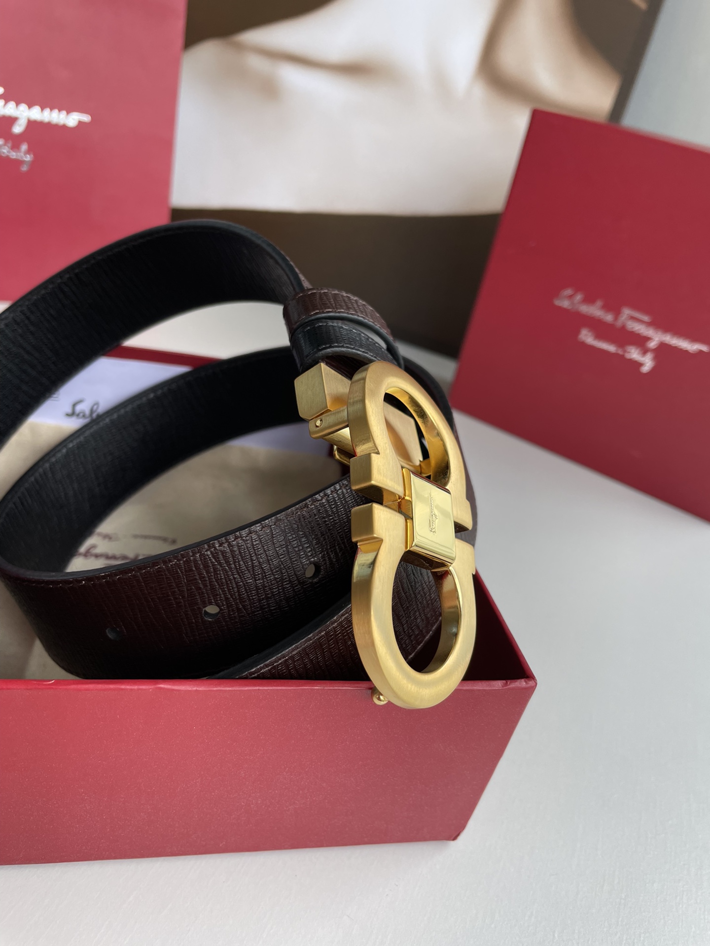 Salvatore Ferragamo Male Leather Belt Top Grain Leather M