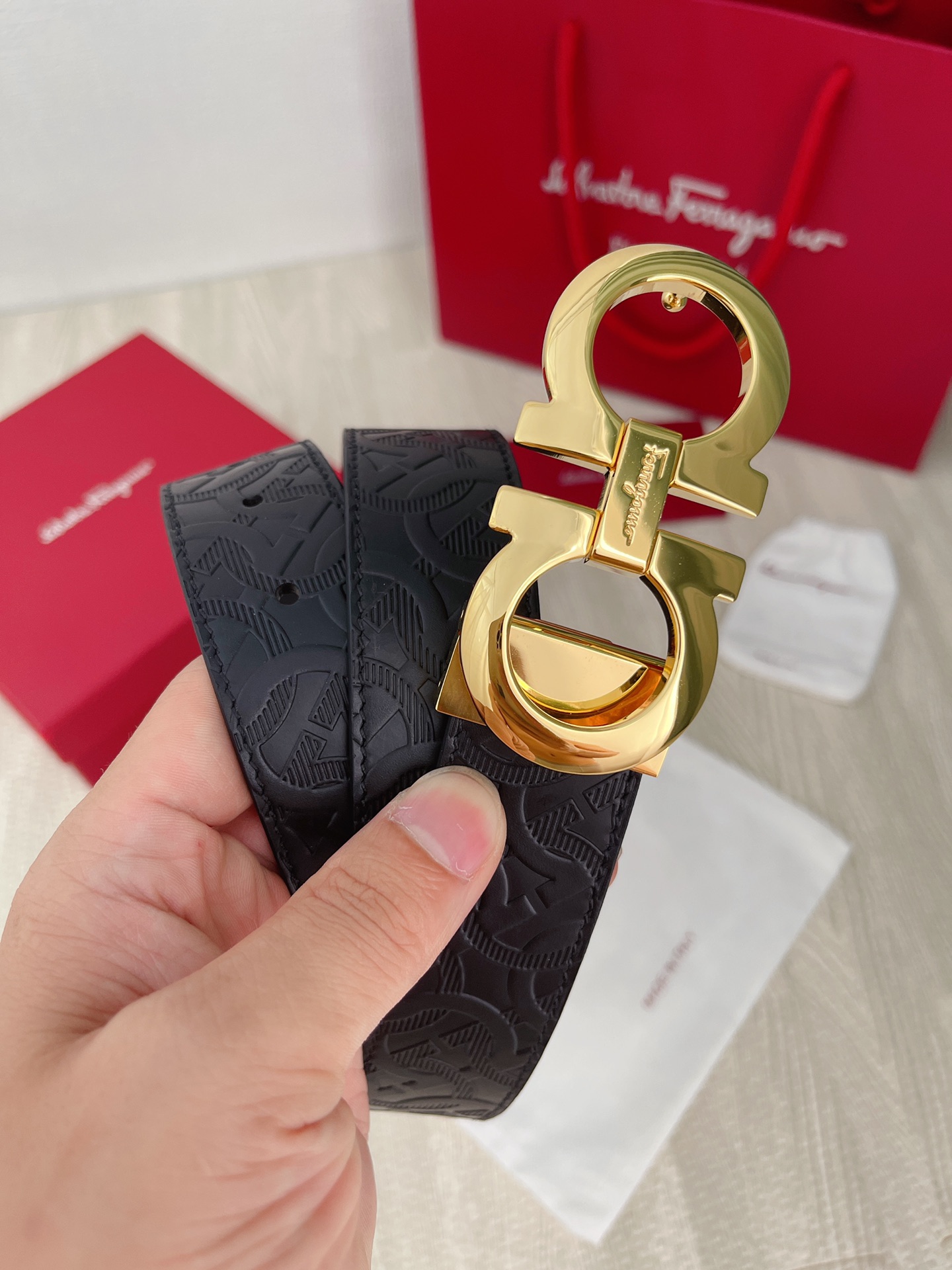 Salvatore Ferragamo Male Leather Belt Top Grain Leather M