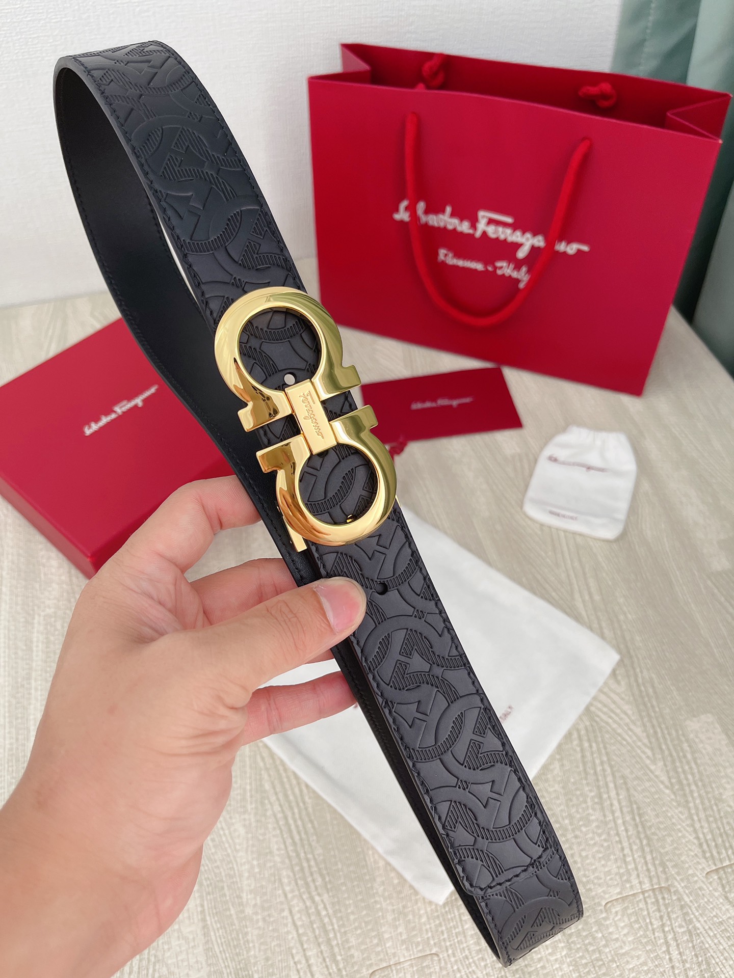 Salvatore Ferragamo Male Leather Belt Top Grain Leather M