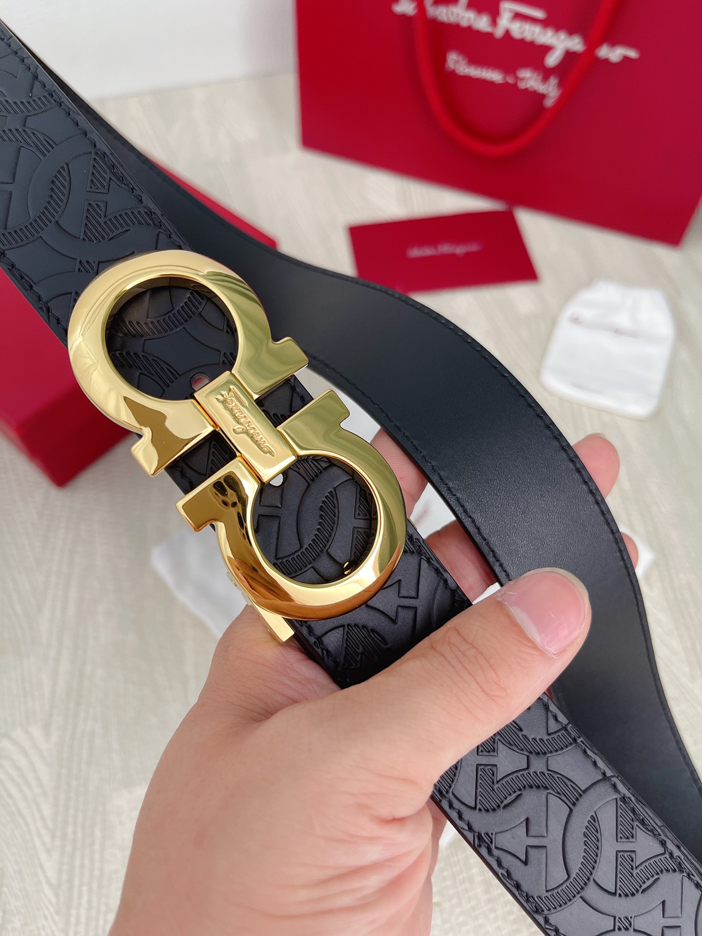 Salvatore Ferragamo Male Leather Belt Top Grain Leather M