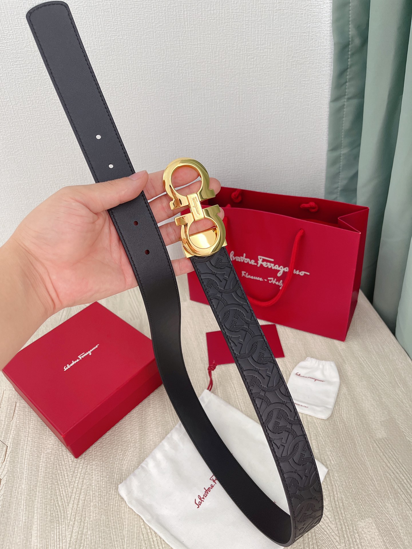 Salvatore Ferragamo Male Leather Belt Top Grain Leather M