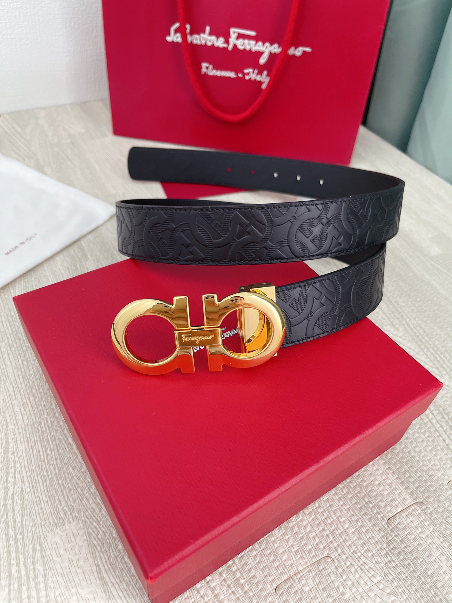 Salvatore Ferragamo Male Leather Belt Top Grain Leather M