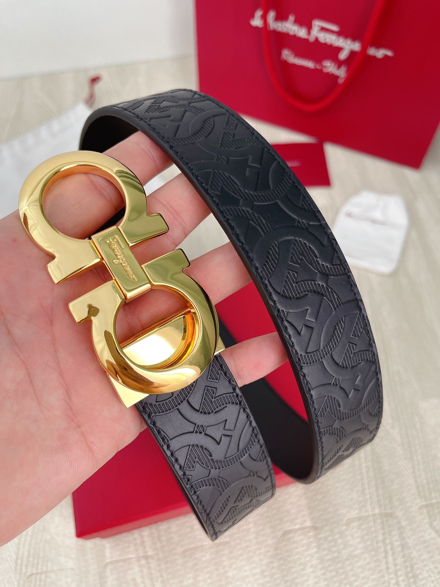 Salvatore Ferragamo Male Leather Belt Top Grain Leather M