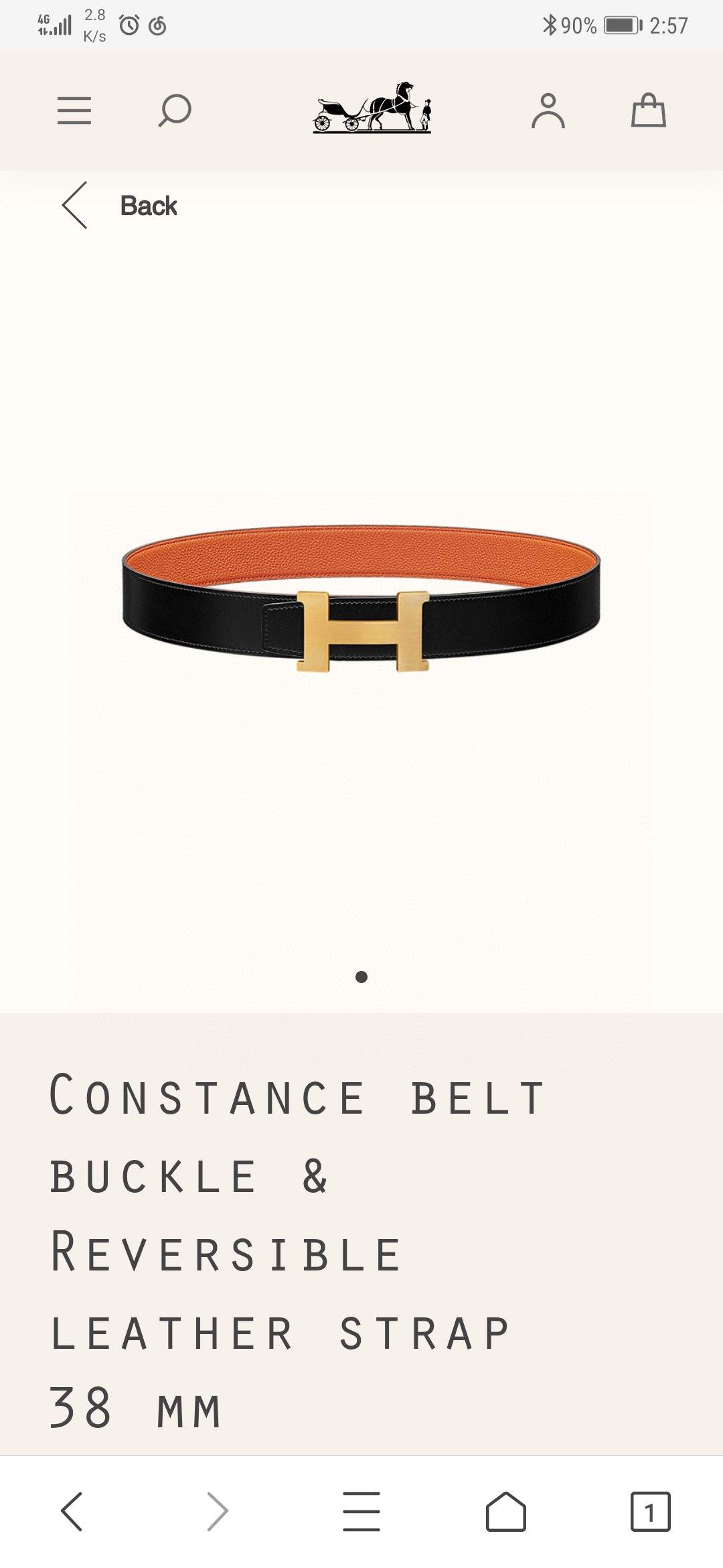 Hermès Male Basic Belt 38mm-s-m