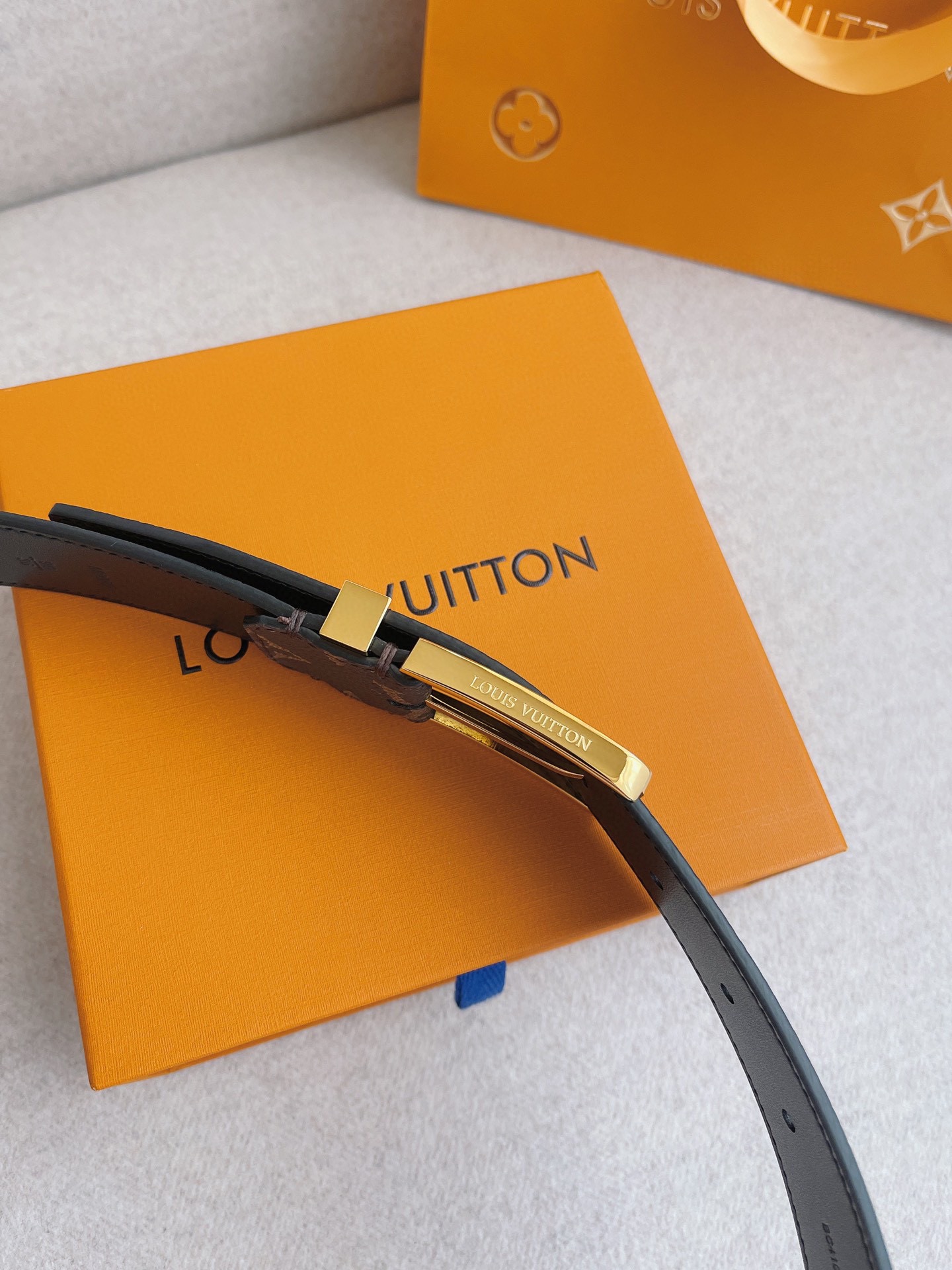 Louis Vuitton Male Leather Belt Cow Leather 35mm-m-l