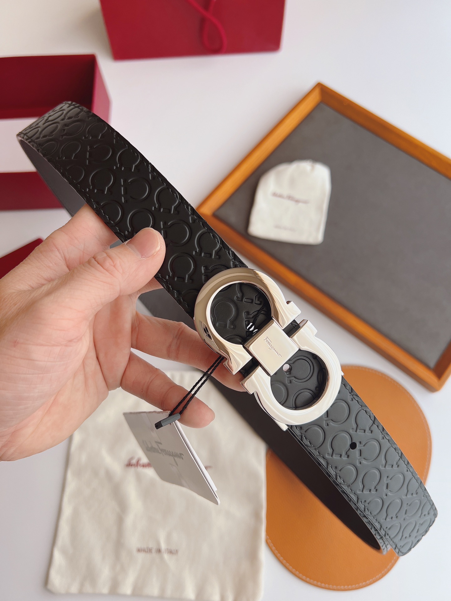 Salvatore Ferragamo Male Leather Belt Top Grain Leather M