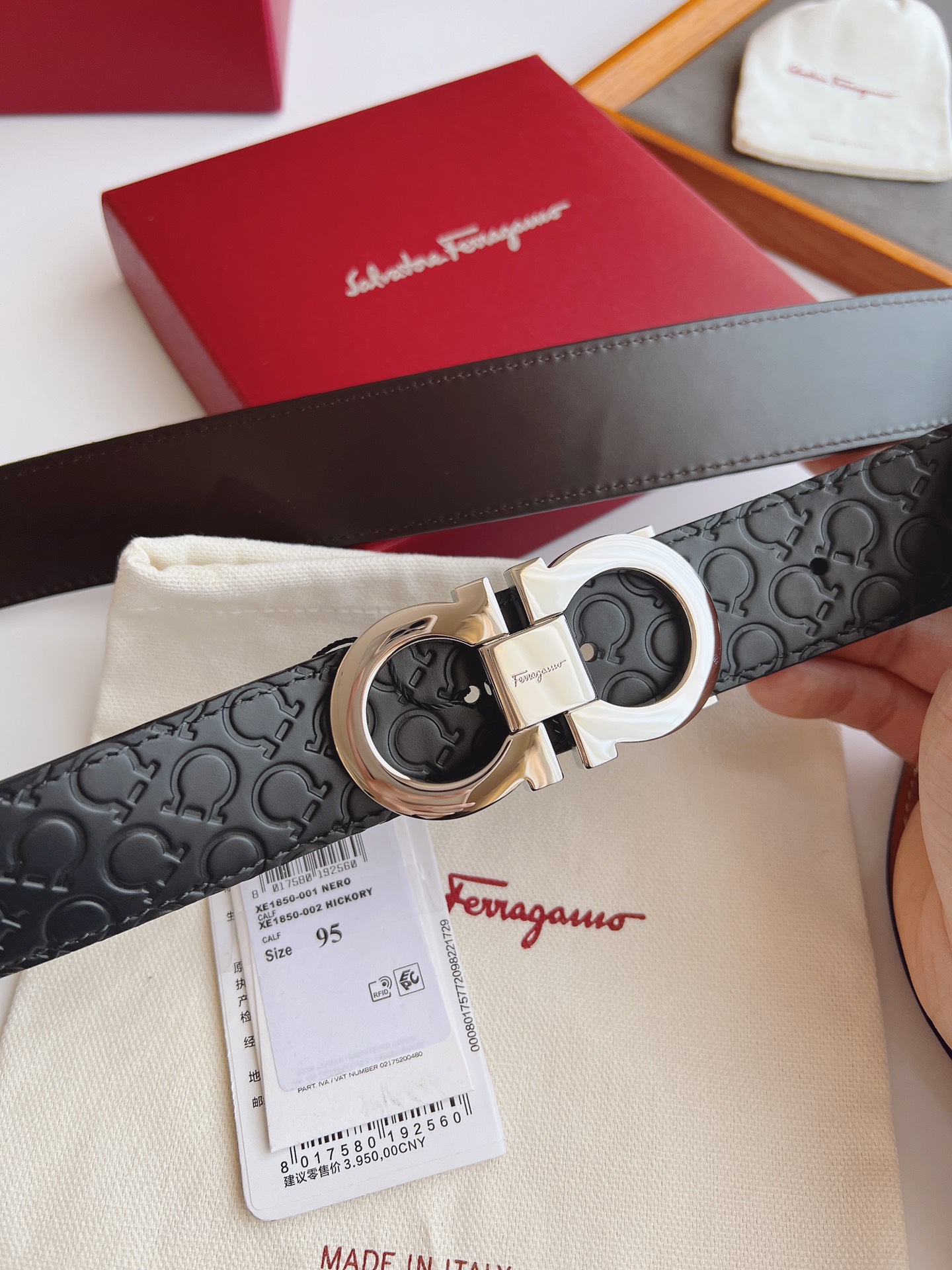 Salvatore Ferragamo Male Leather Belt Top Grain Leather M