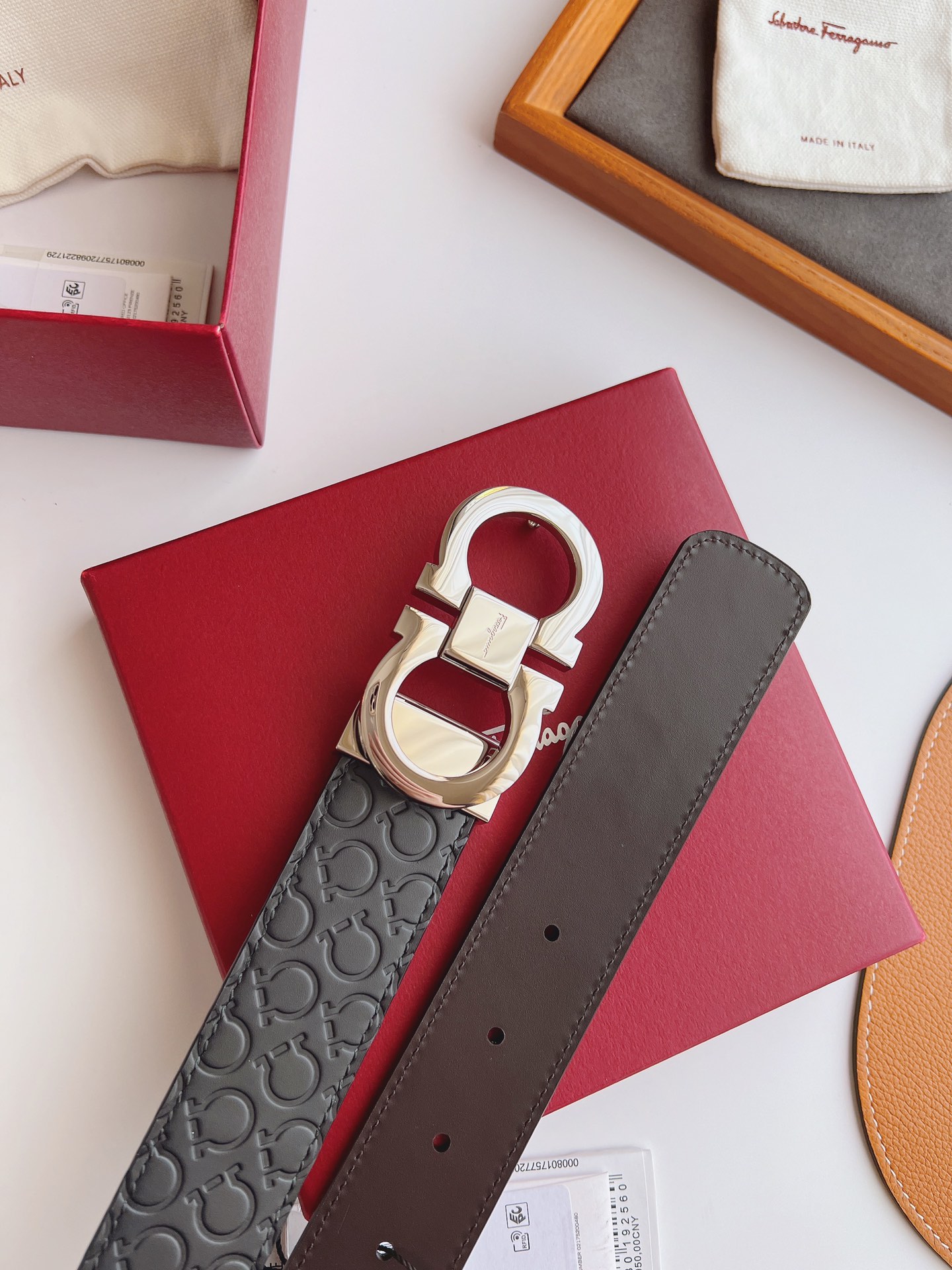 Salvatore Ferragamo Male Leather Belt Top Grain Leather M