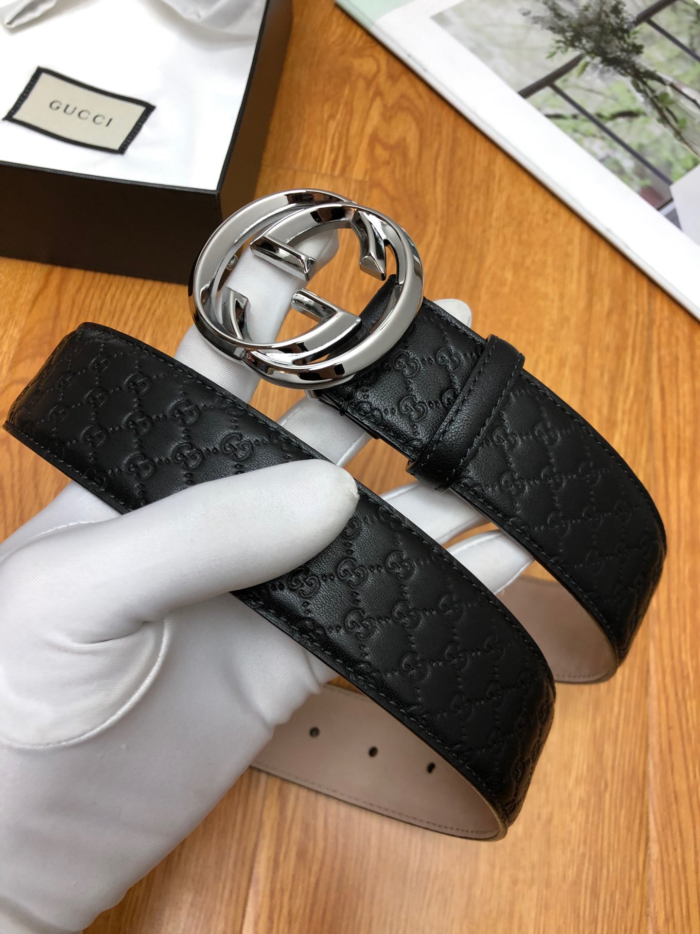 Gucci Male Leather Belt Top Grain Leather