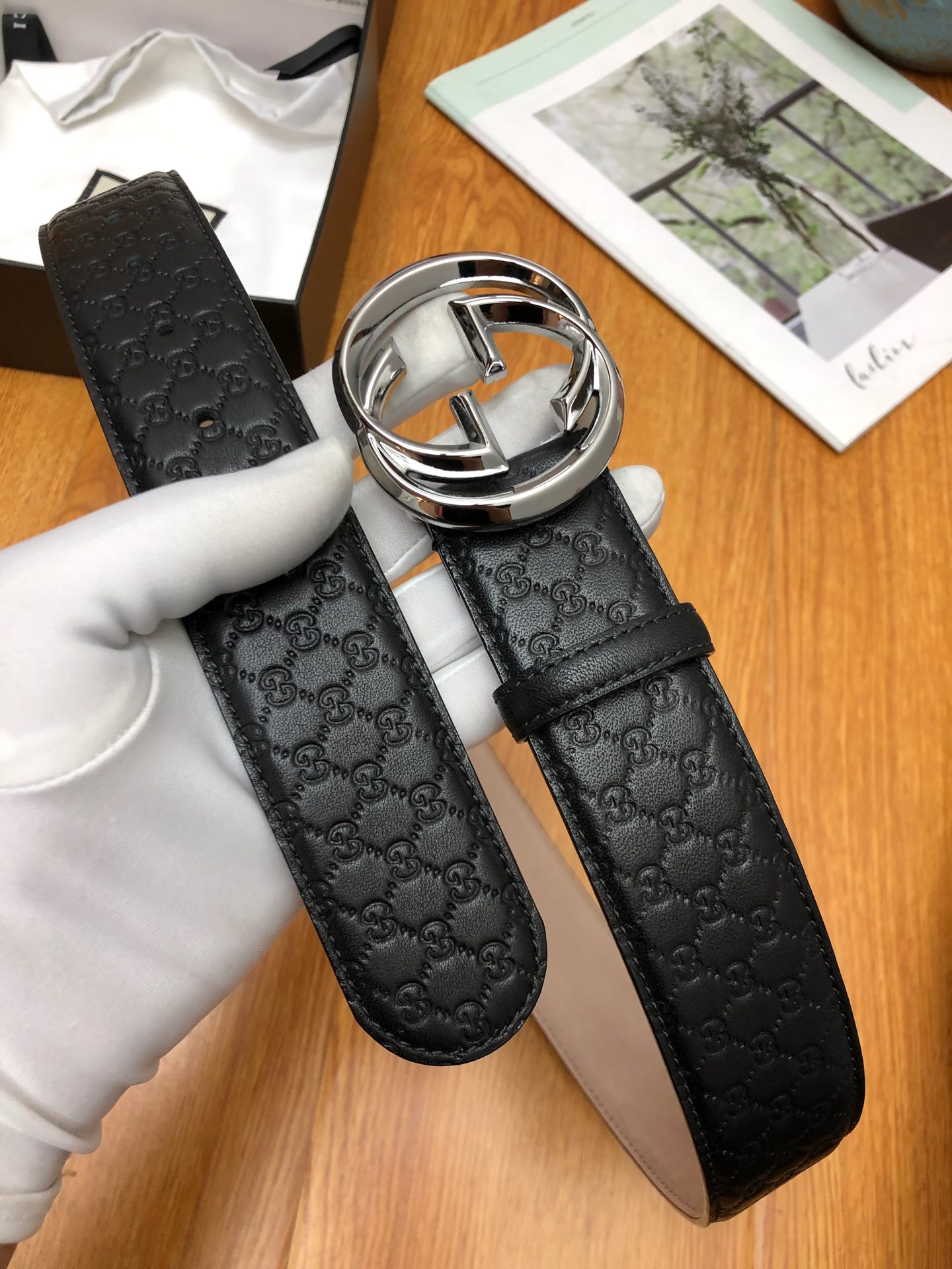 Gucci Male Leather Belt Top Grain Leather