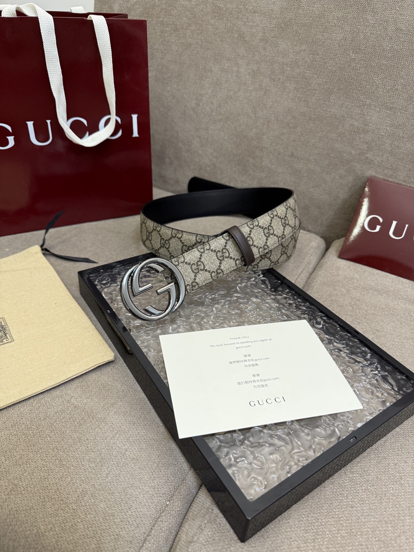 Gucci Basic Belt Canvas Black S-m