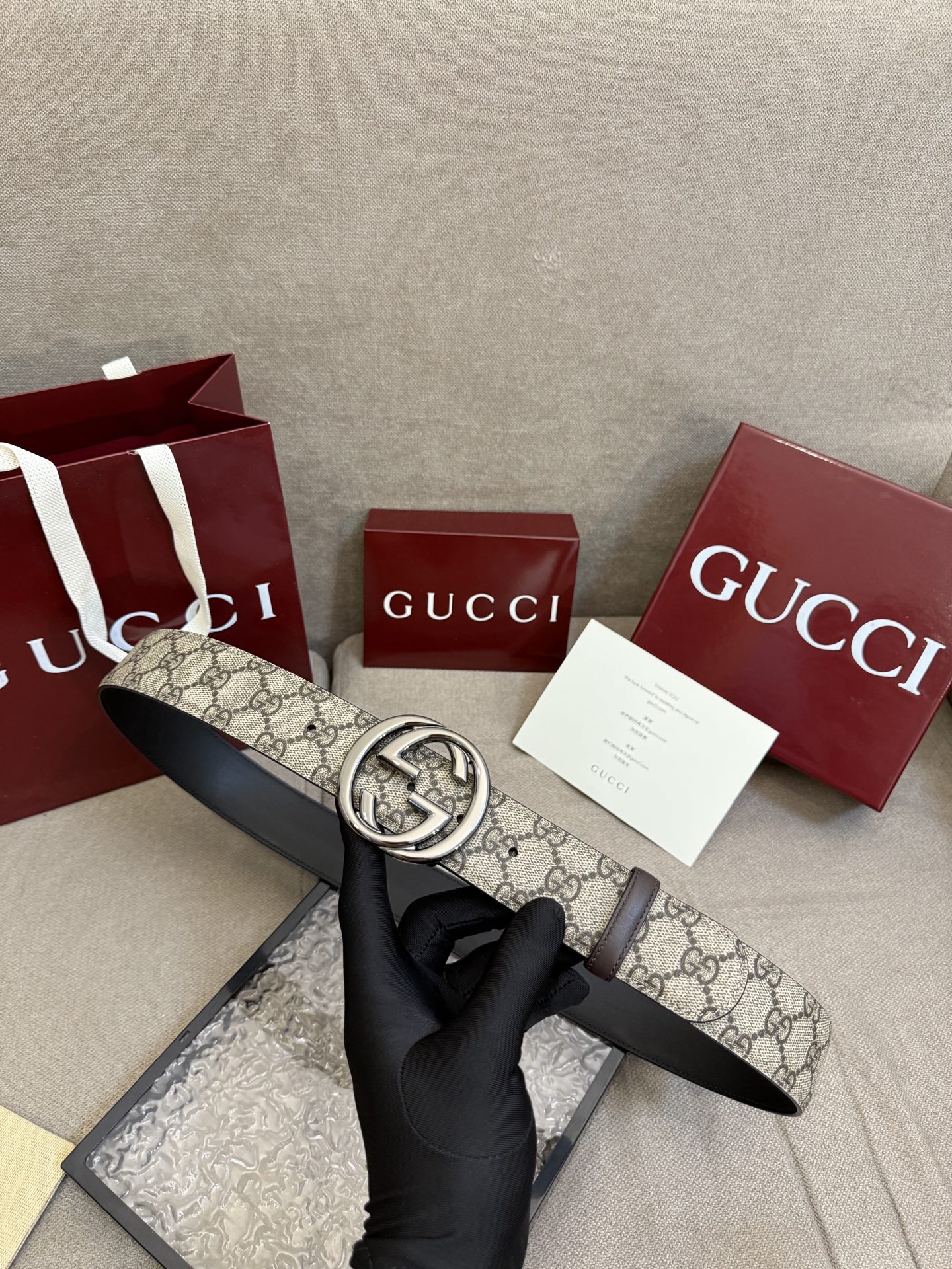 Gucci Basic Belt Canvas Black S-m