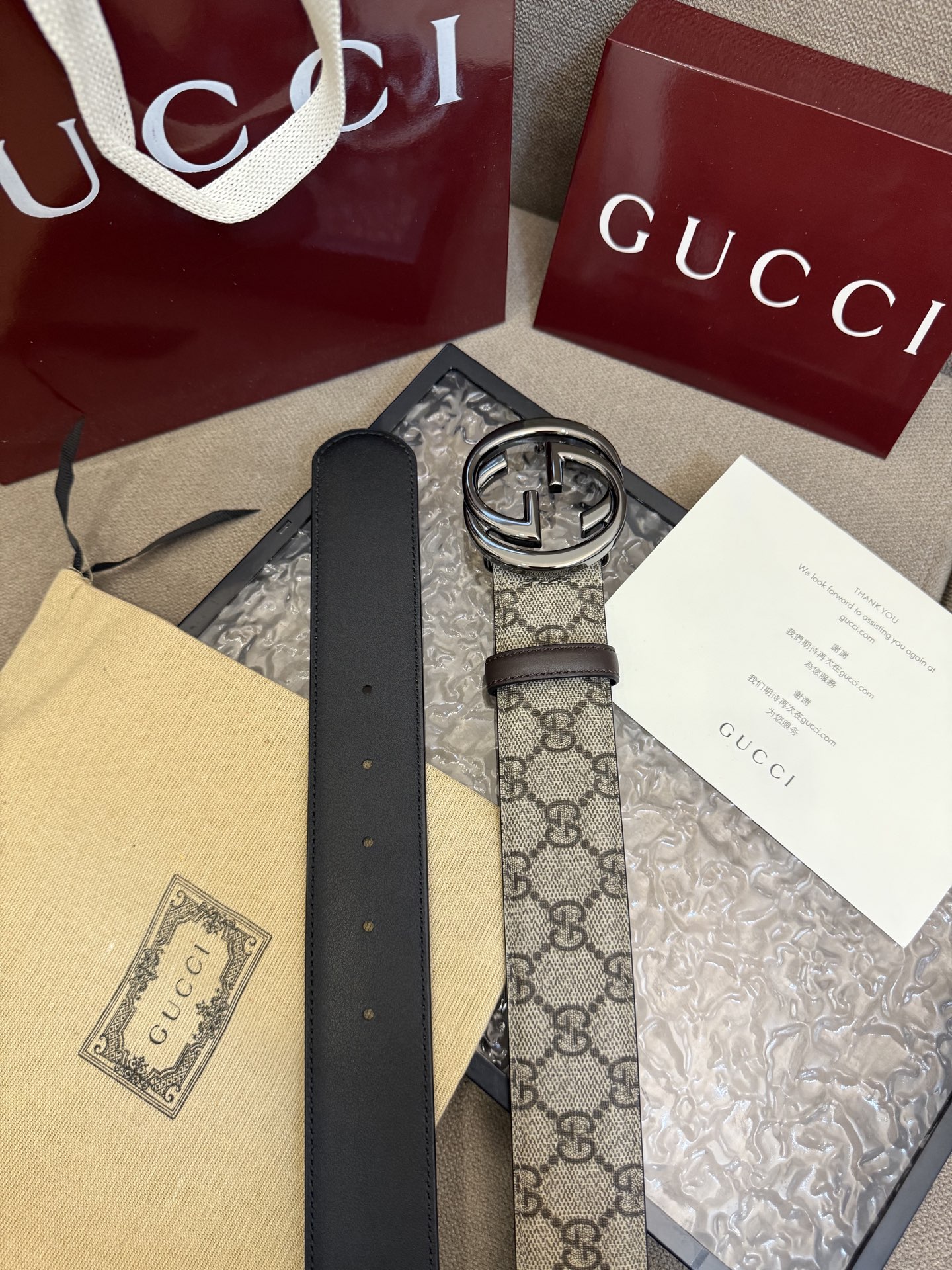 Gucci Basic Belt Canvas Black S-m