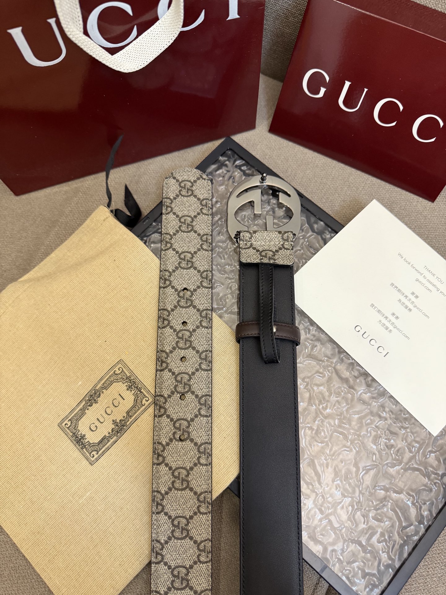 Gucci Basic Belt Canvas Black S-m