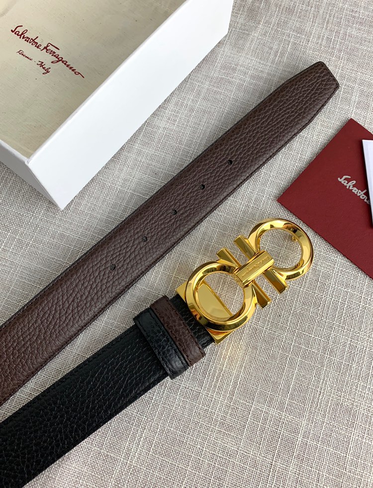 Salvatore Ferragamo Leather Belt Black Adjustable L