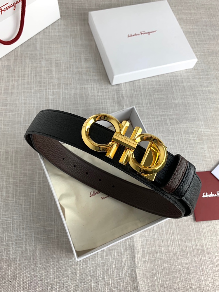 Salvatore Ferragamo Leather Belt Black Adjustable L