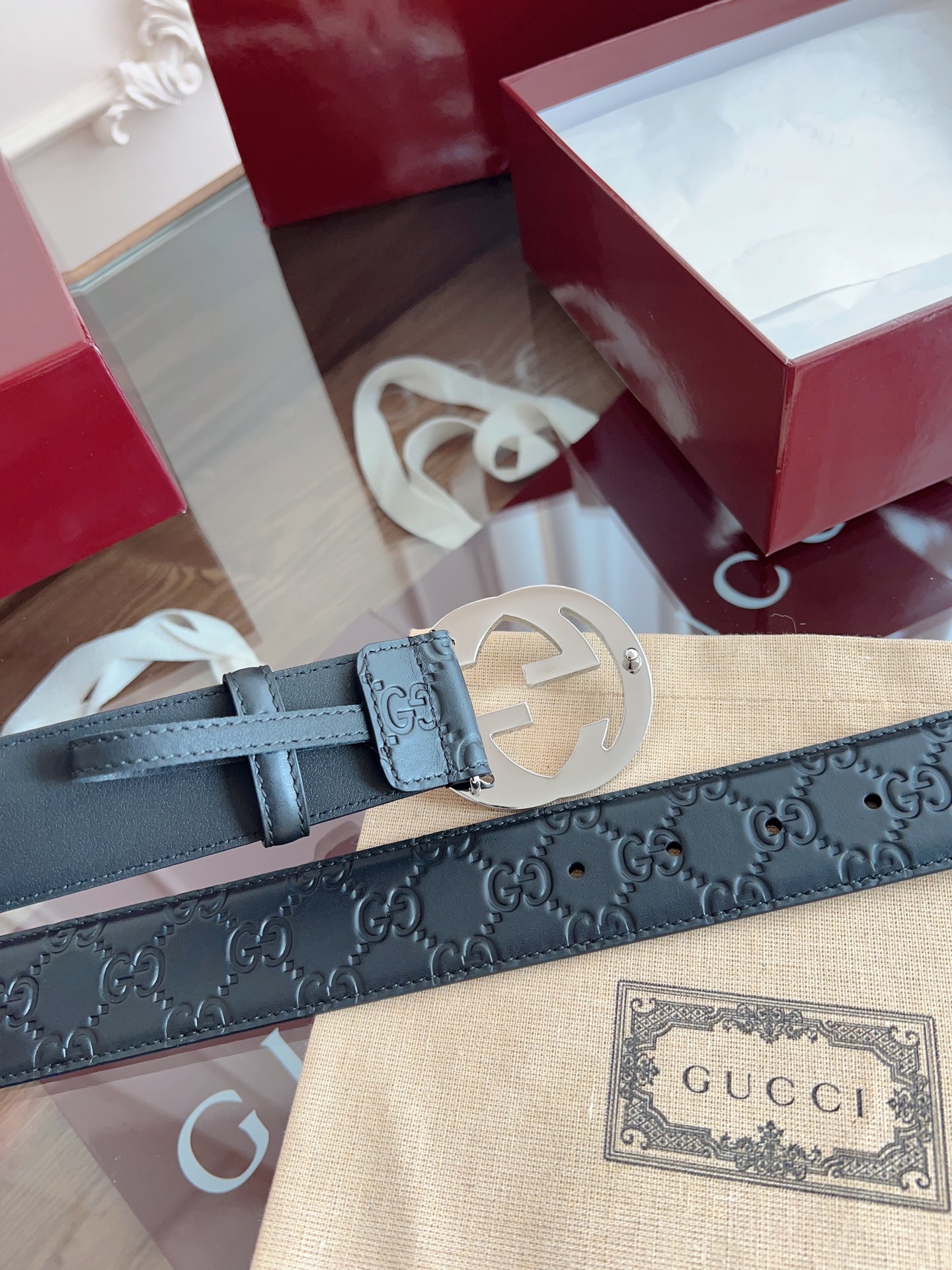 Gucci Basic Belt Cow Leather M-l