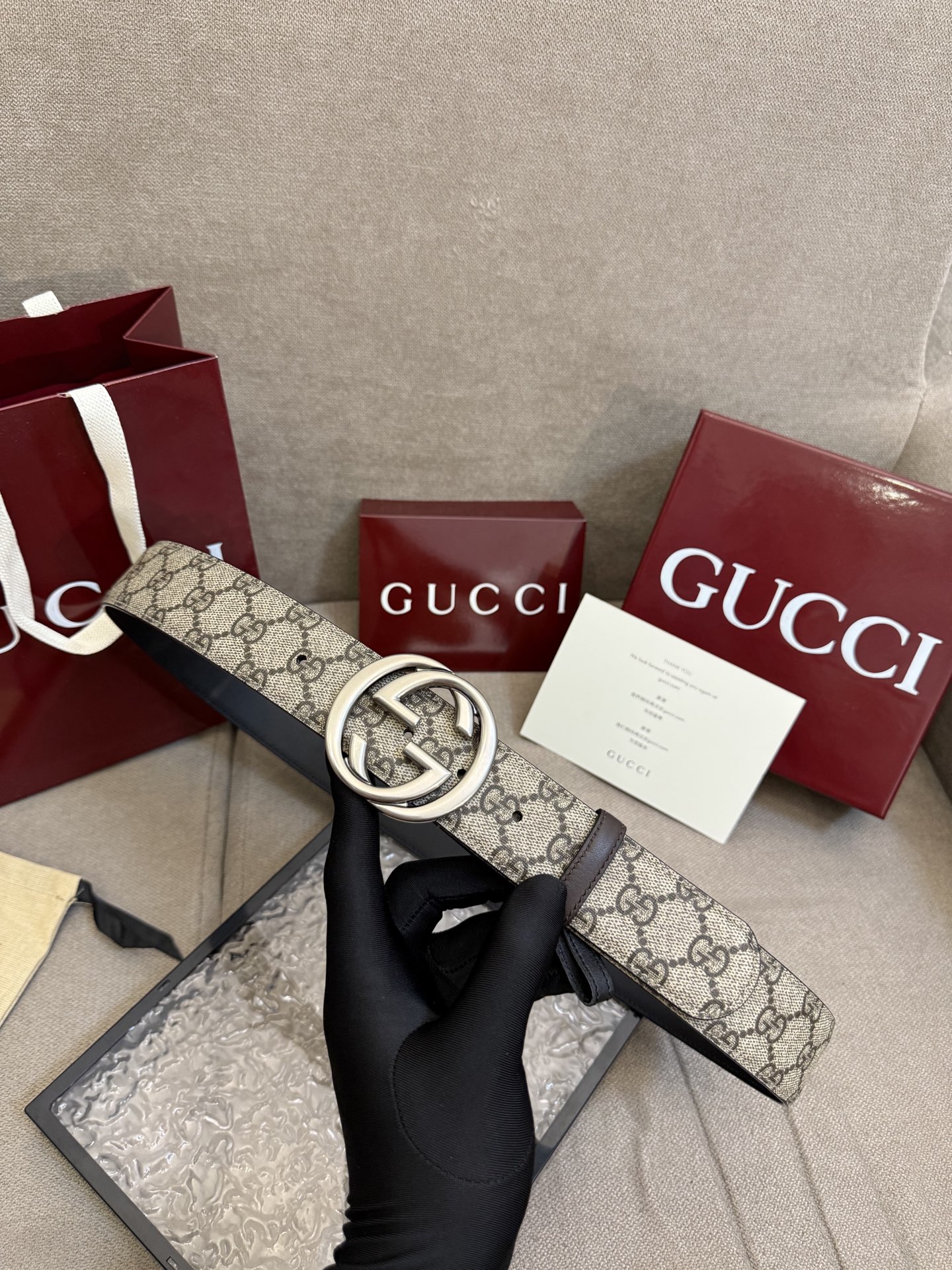 Gucci Basic Belt Canvas Black S-m