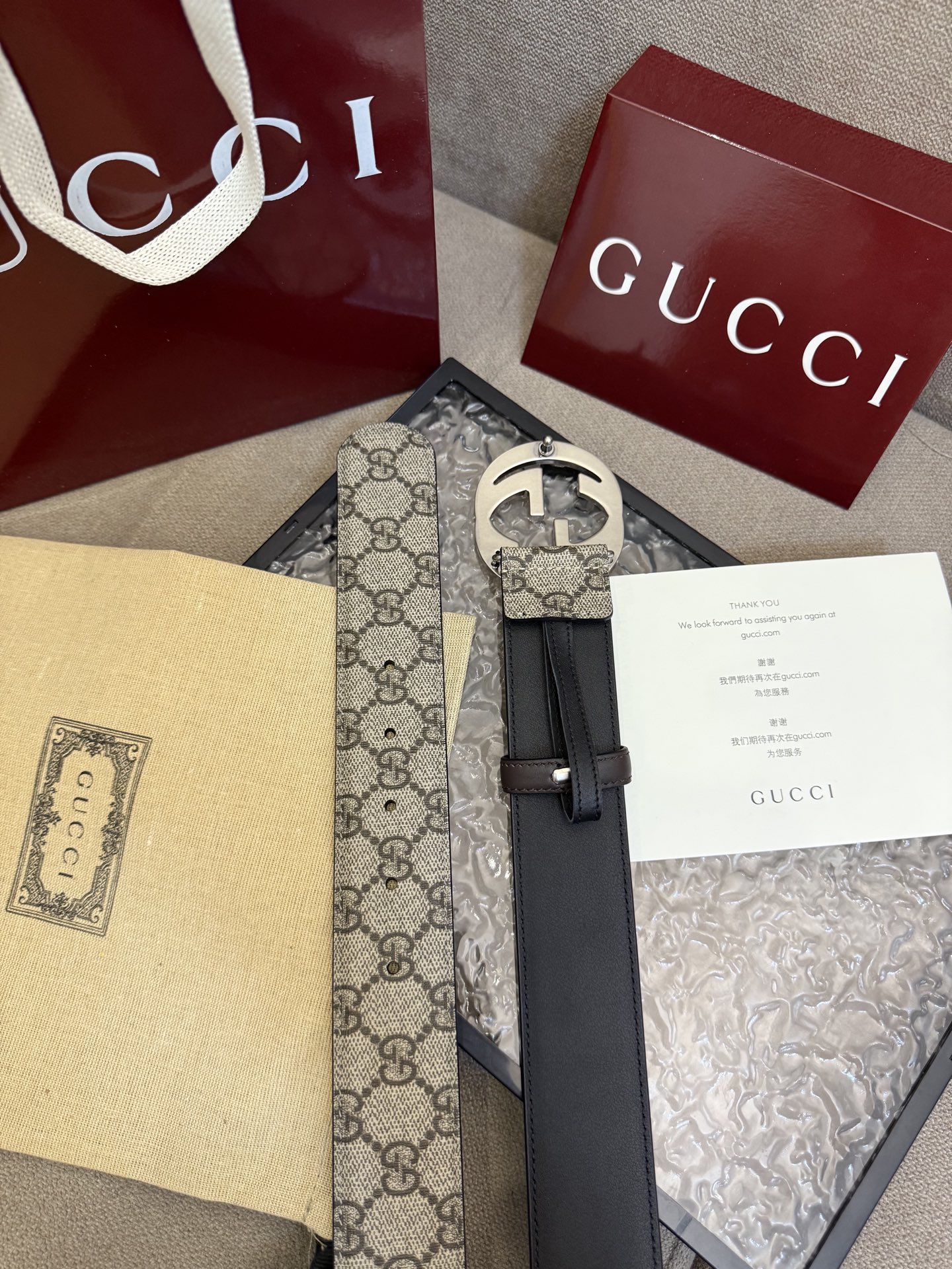 Gucci Basic Belt Canvas Black S-m