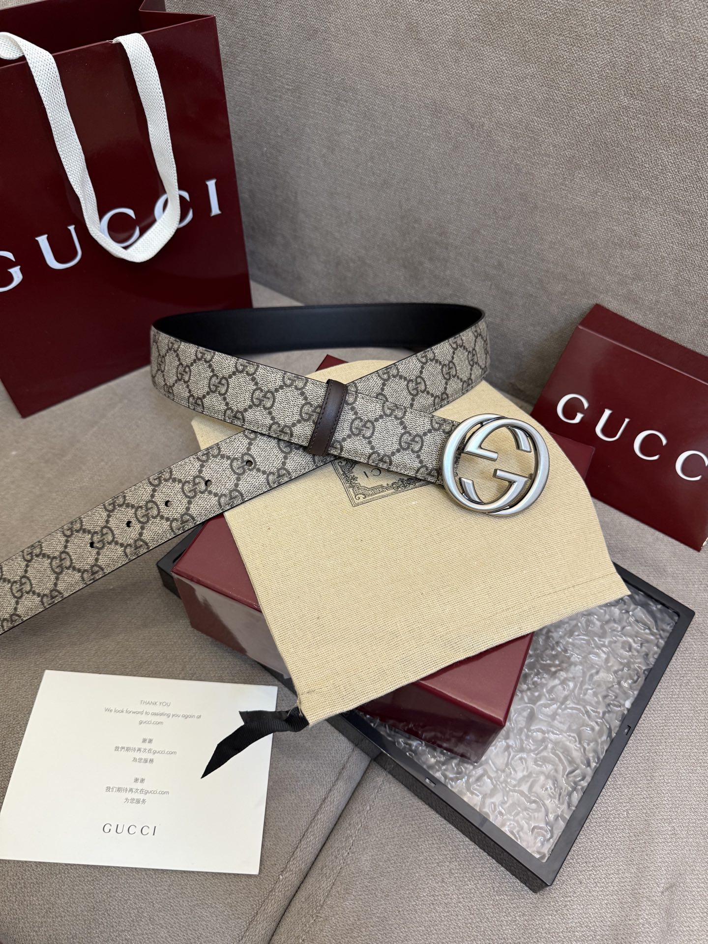 Gucci Basic Belt Canvas Black S-m