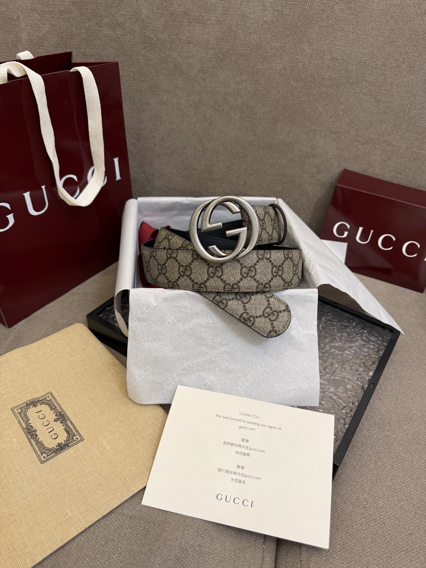 Gucci Basic Belt Canvas Black S-m