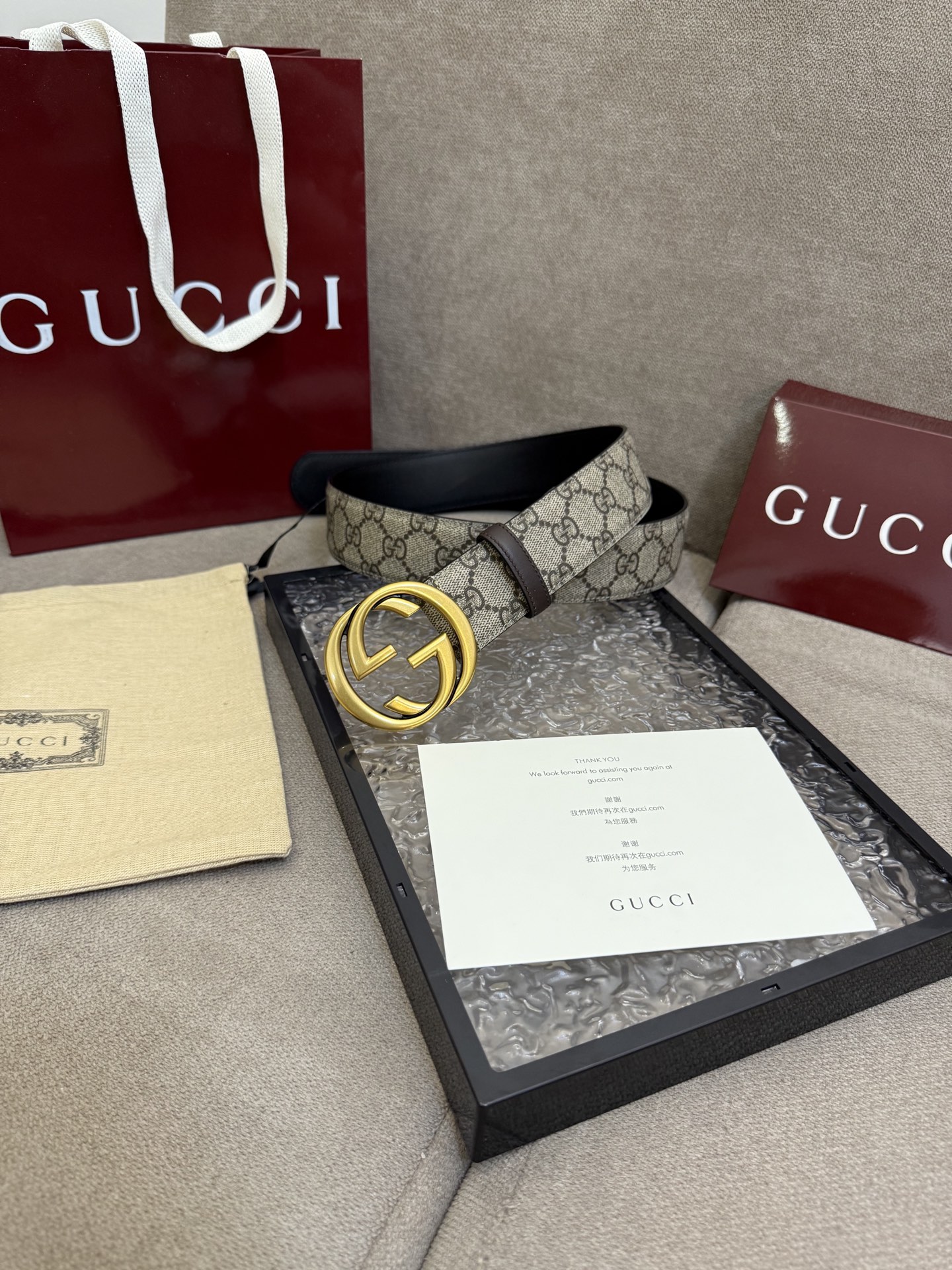 Gucci Basic Belt Canvas Black S-m