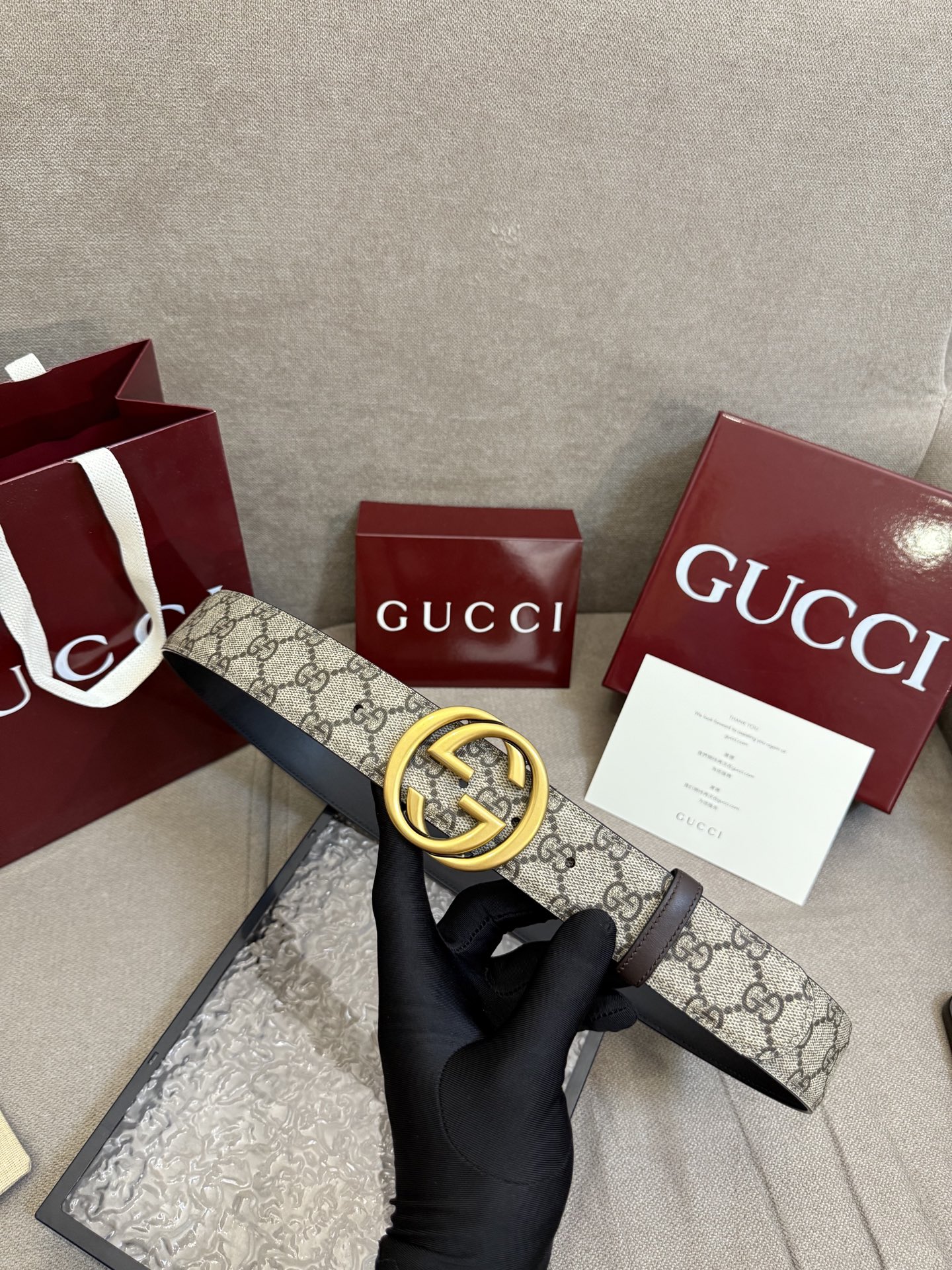 Gucci Basic Belt Canvas Black S-m