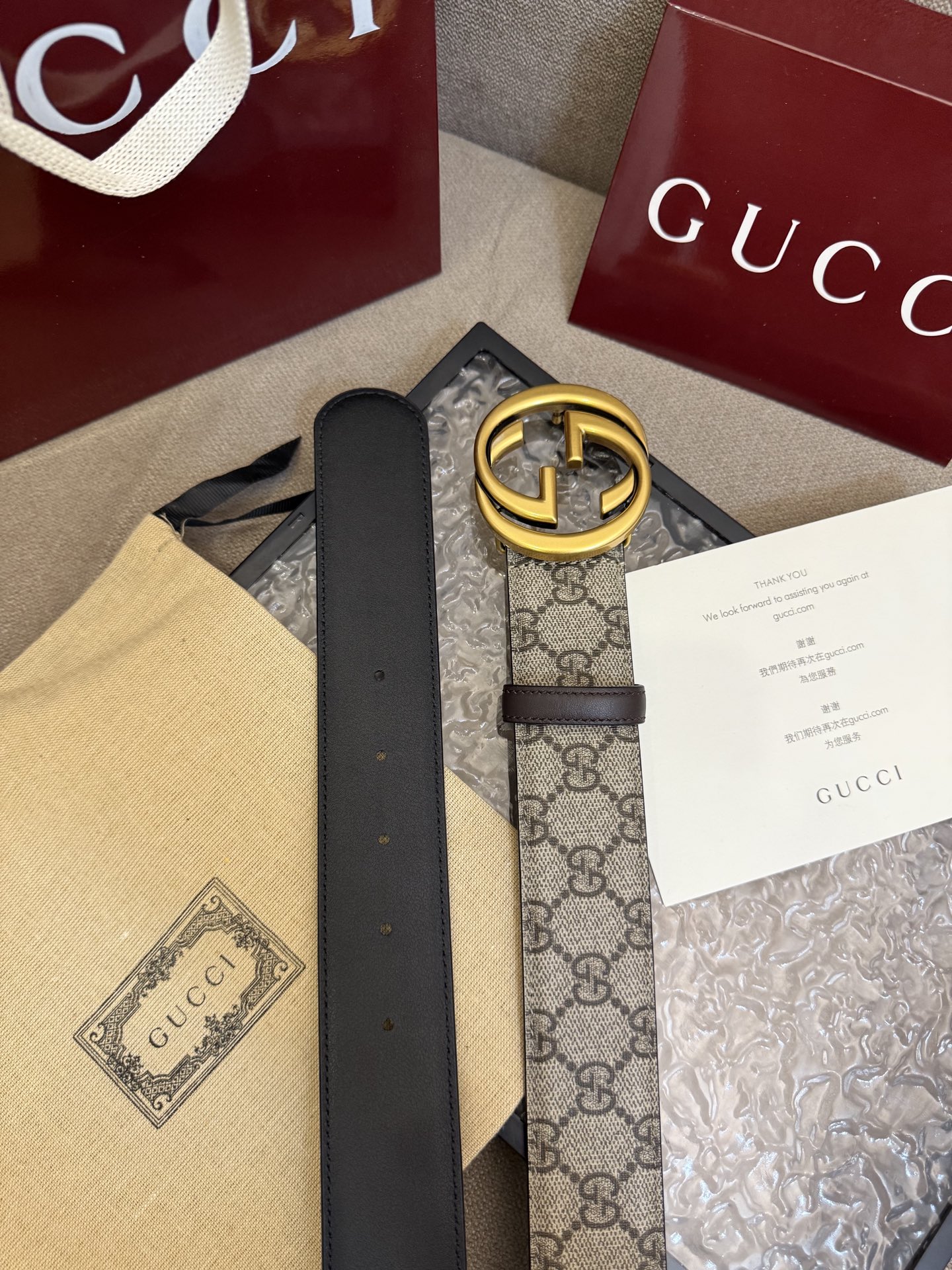 Gucci Basic Belt Canvas Black S-m